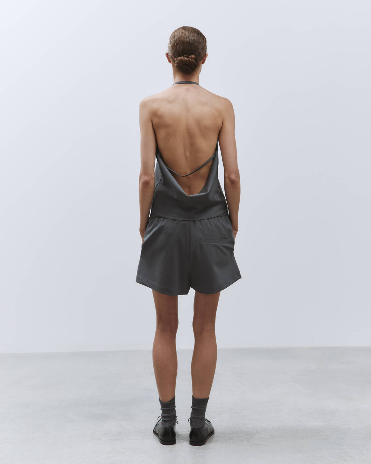 BACKLESS VEST WOOL CANVAS Smoke