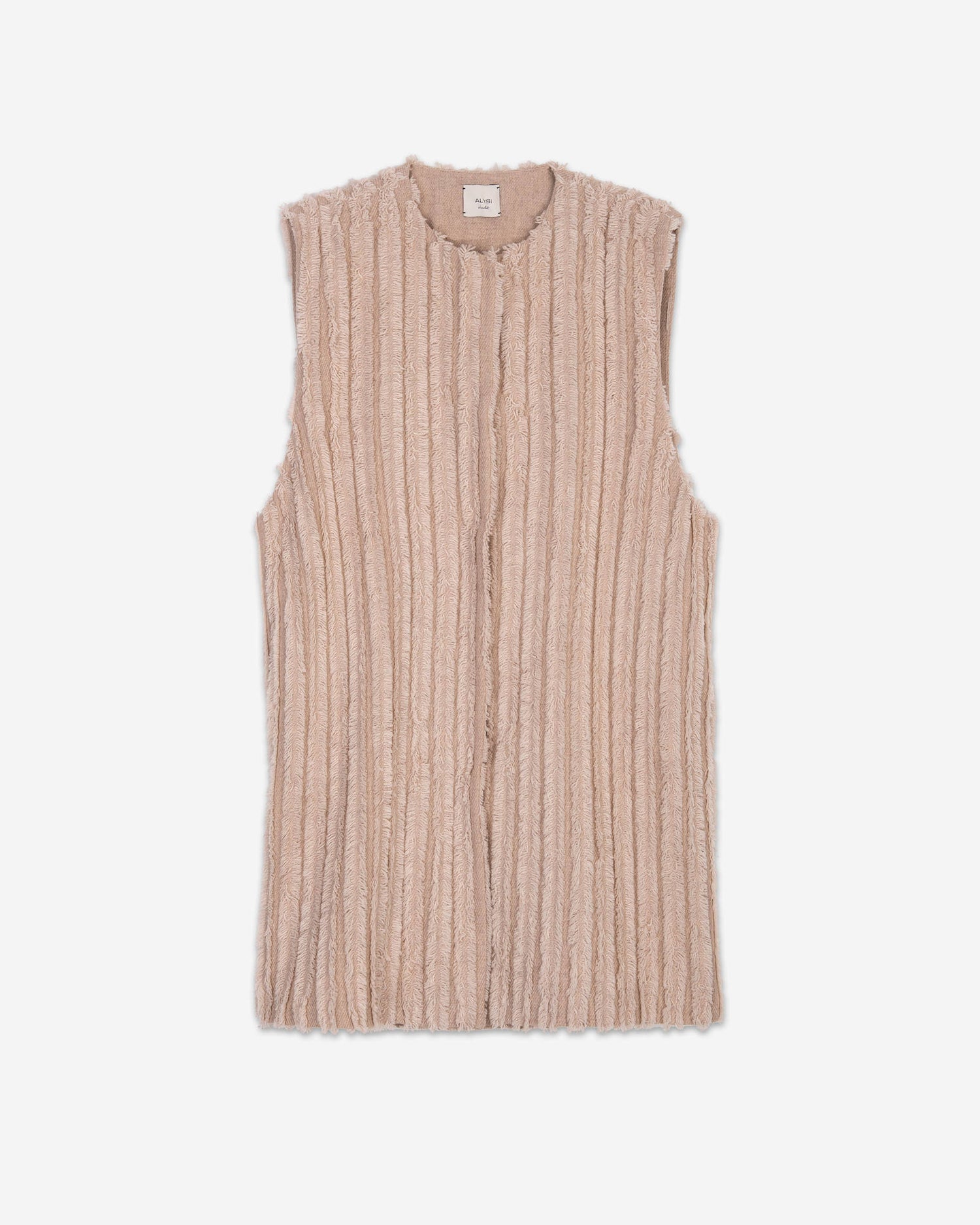 SLEEVELESS FRINGED COAT