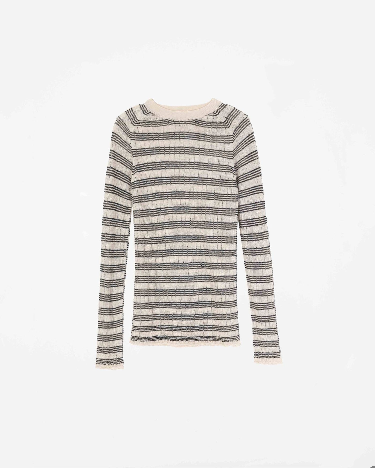 SLIM CREW NECK STRIPED SWEATER