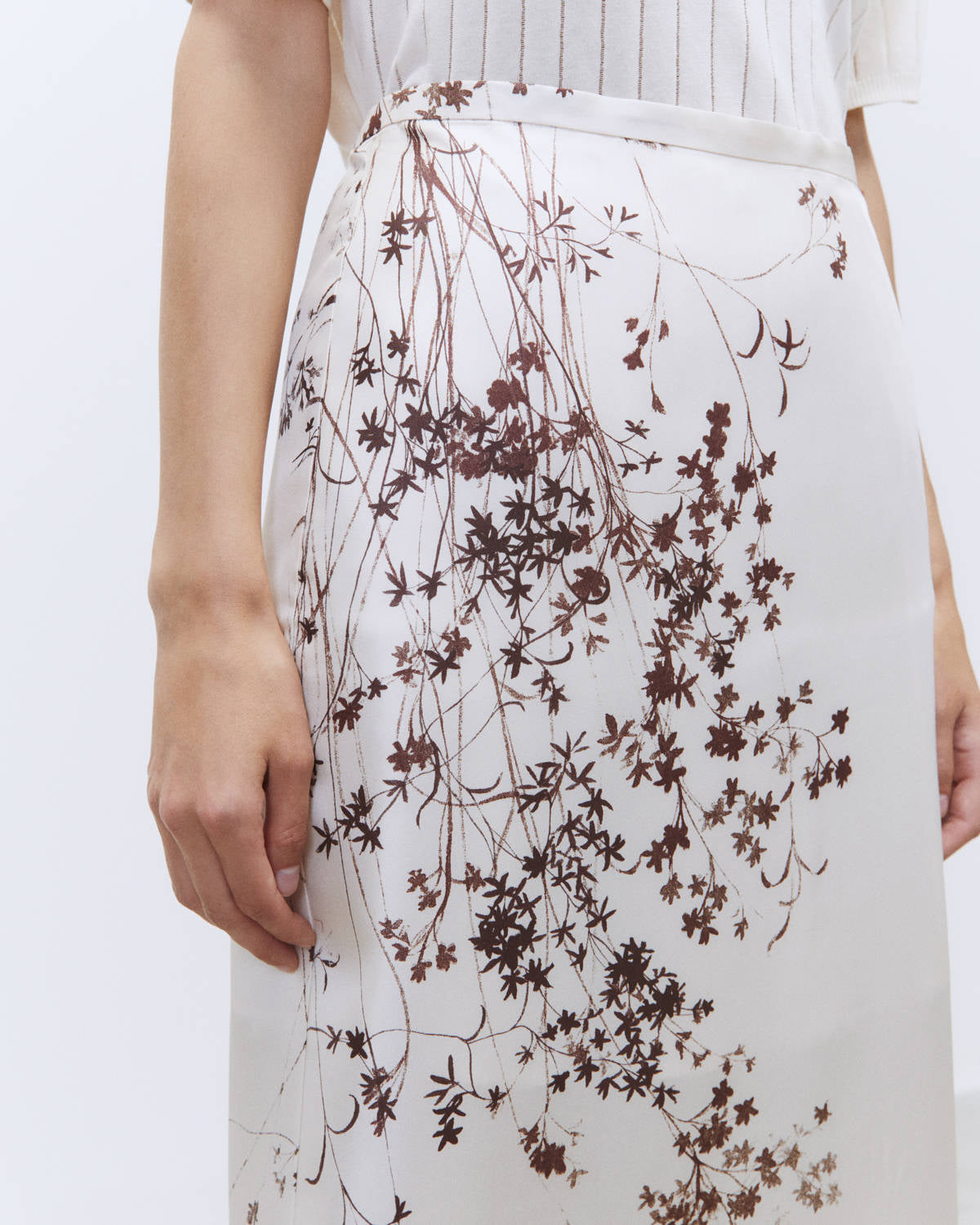 LONG PRINTED SILK SKIRT Milk