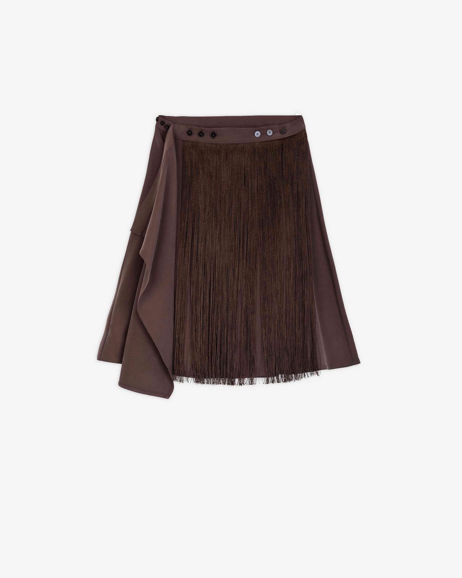 CUPRO EFFECT FRINGED SKIRT