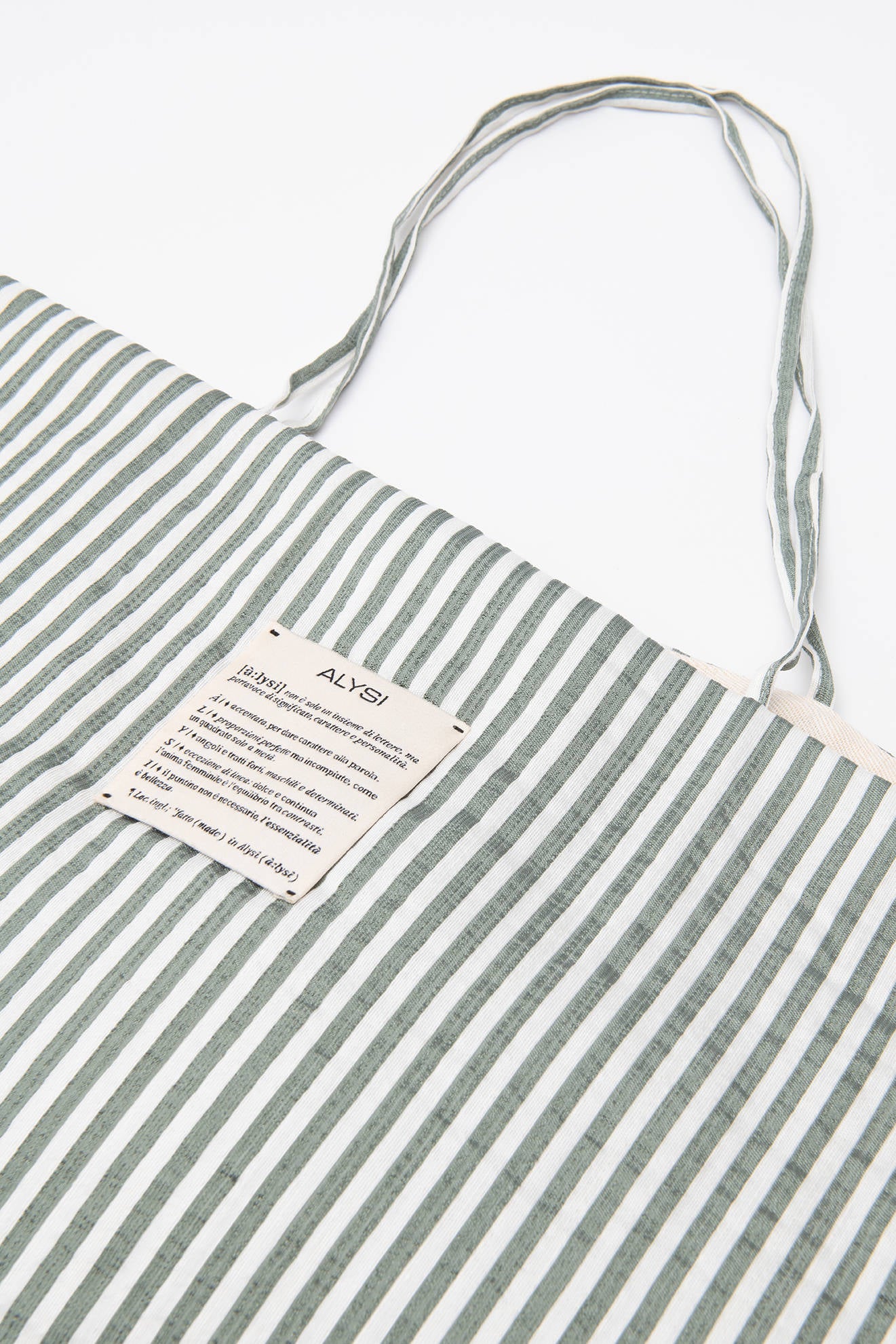 Sage Striped SATIN SHOPPER