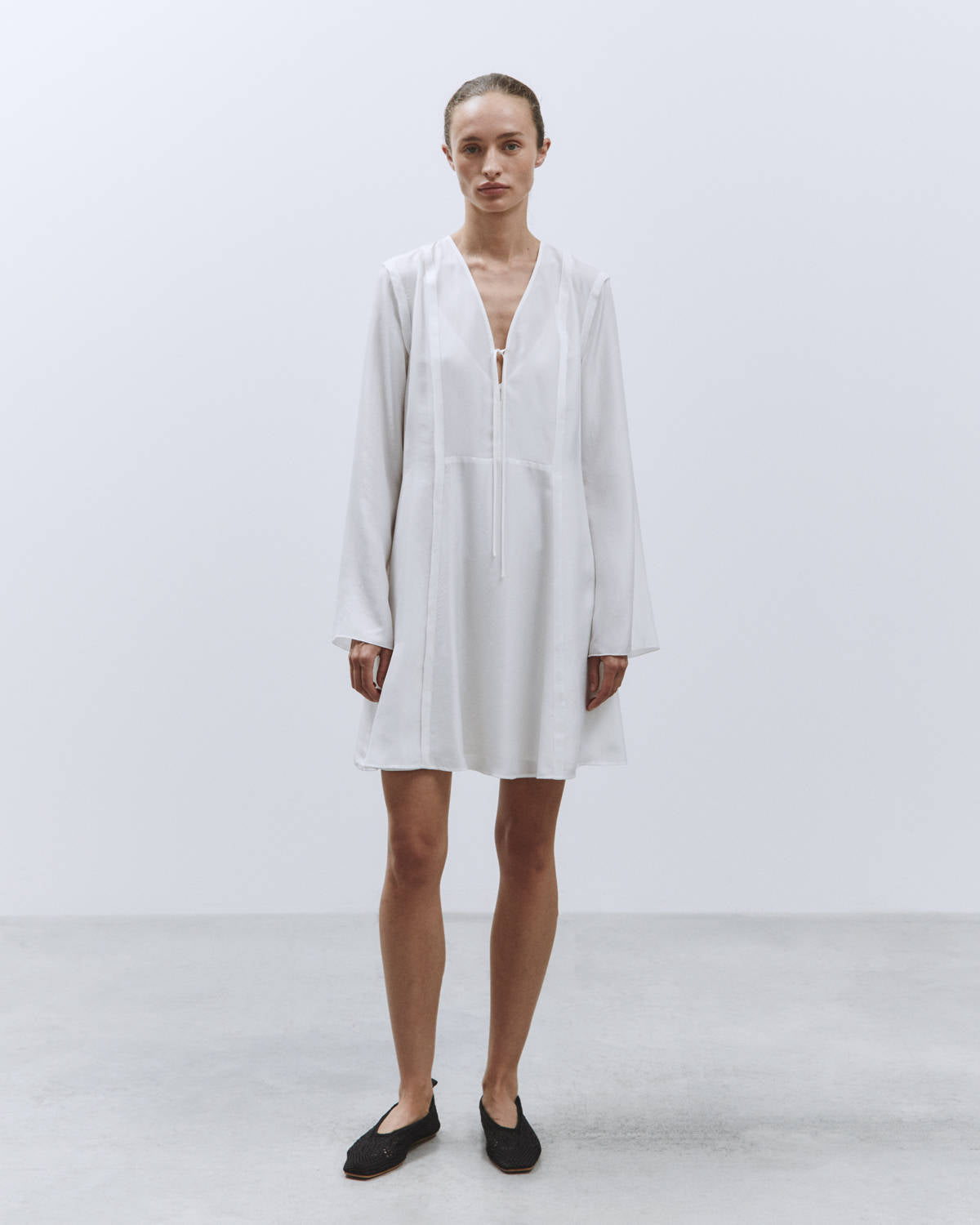 ENZYMATED SILK TUNIC MINI DRESS