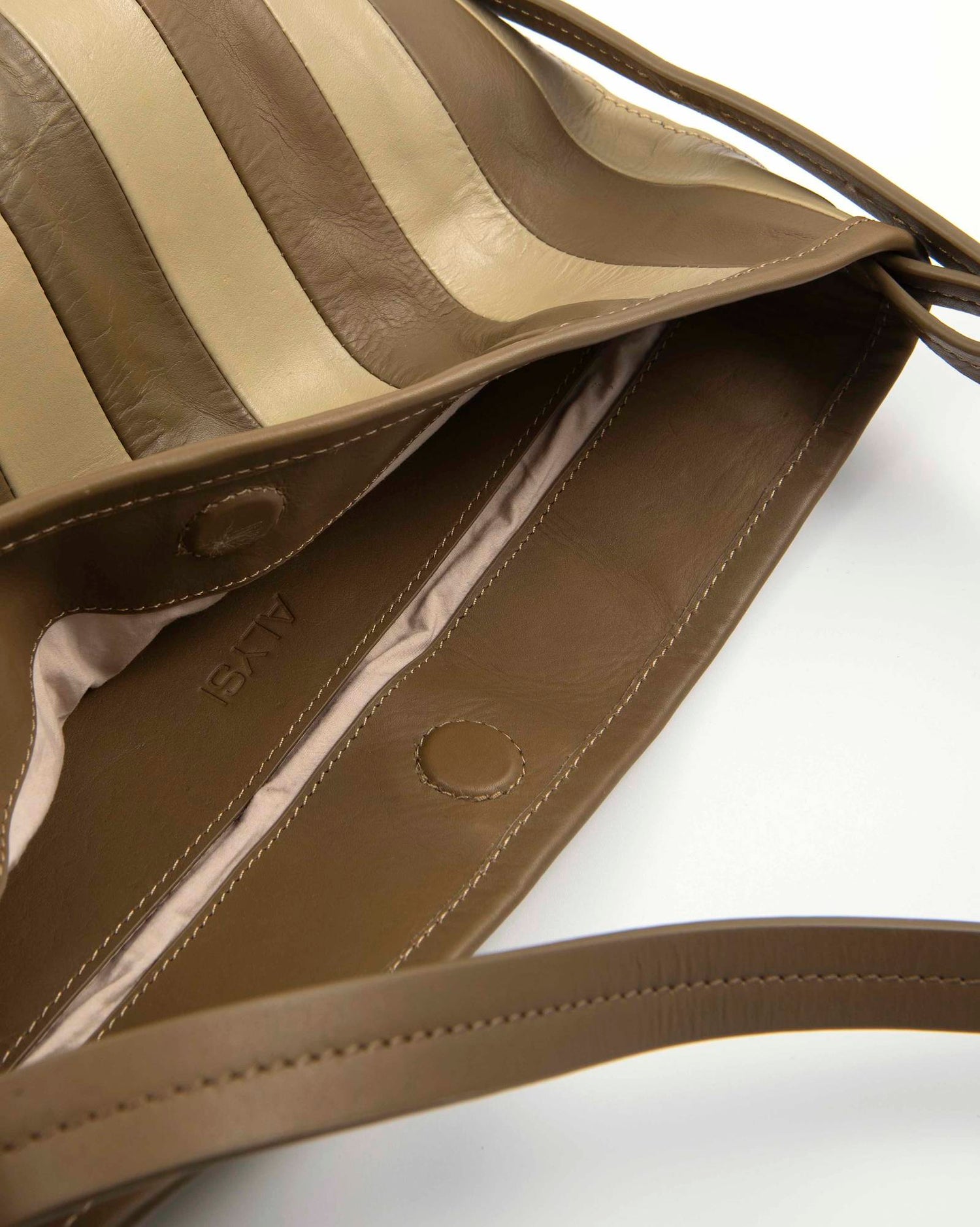 STRIPED LEATHER POUCH BAG