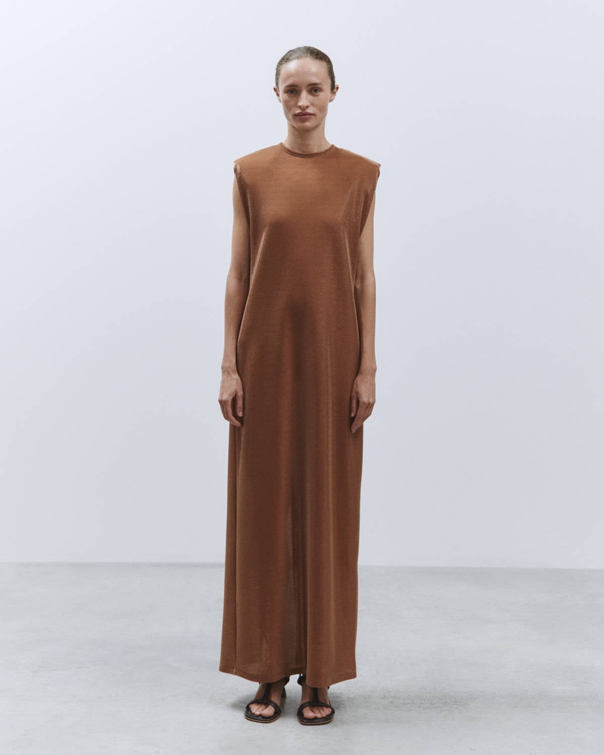 GLITTERY DRESS WITH STRAPS Copper