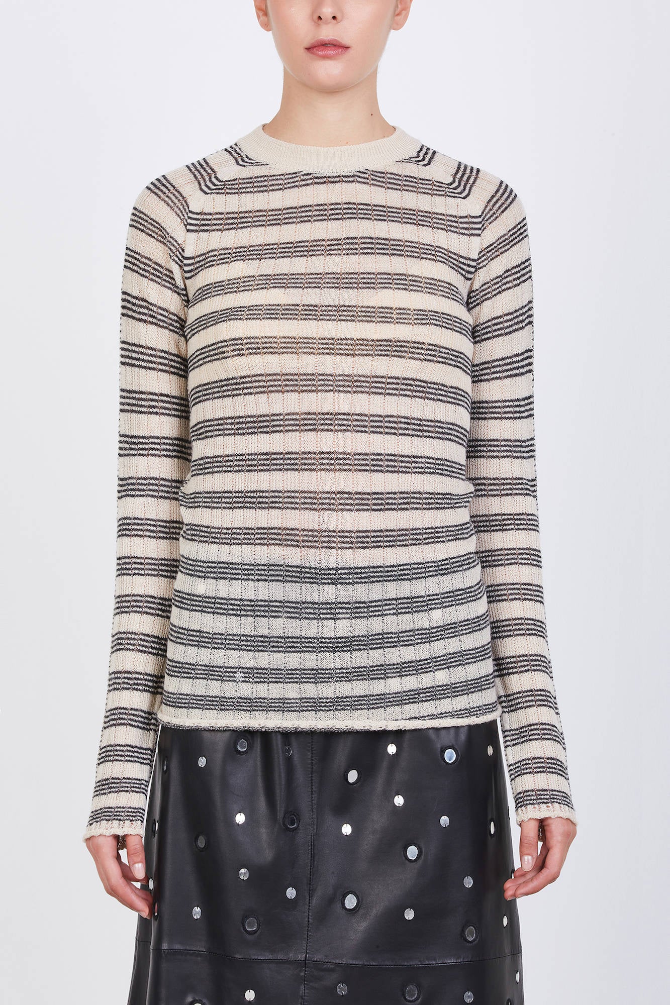 SLIM CREW NECK STRIPED SWEATER