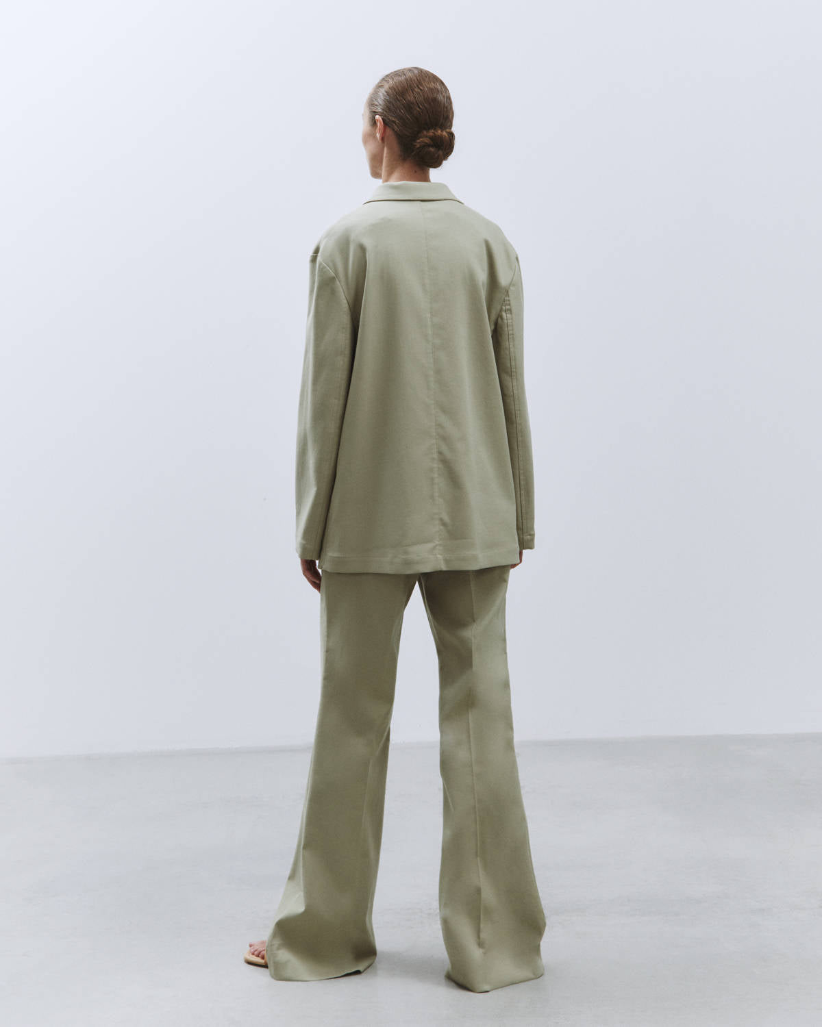 DOUBLE BREASTED BLAZER WITH TOPSTITCHING Sage