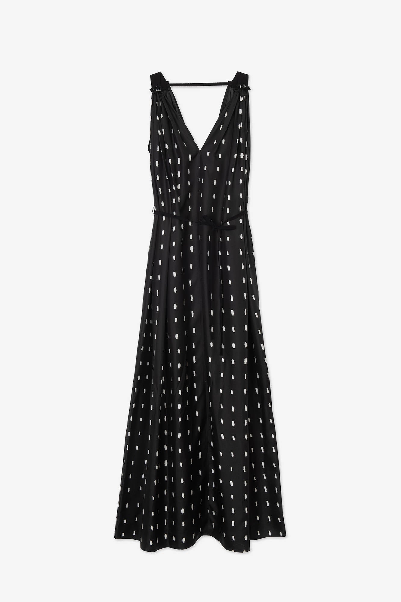 LONG DRESS PRINTED SILK Dots-black