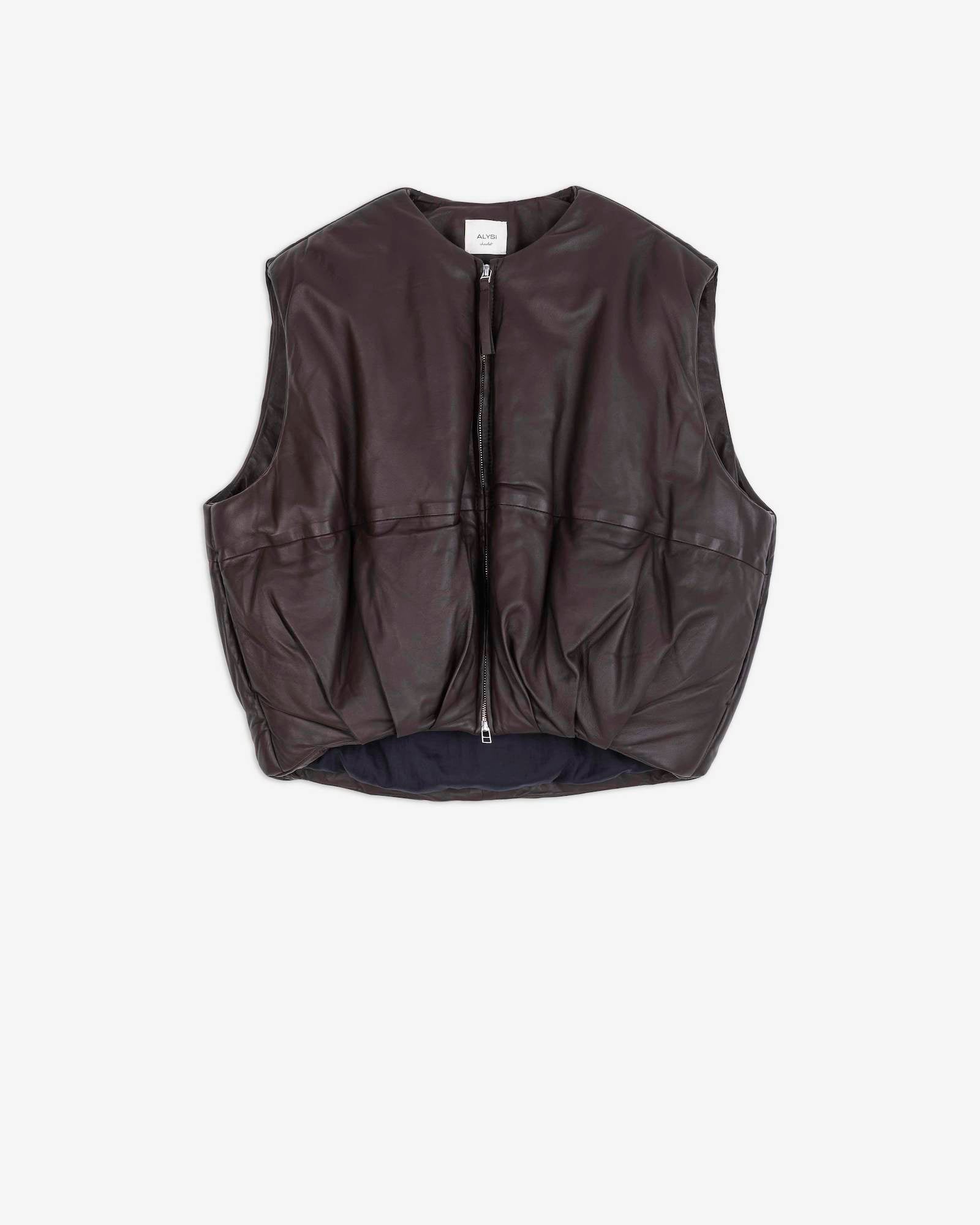 PUFFED LEATHER DOWN JACKET