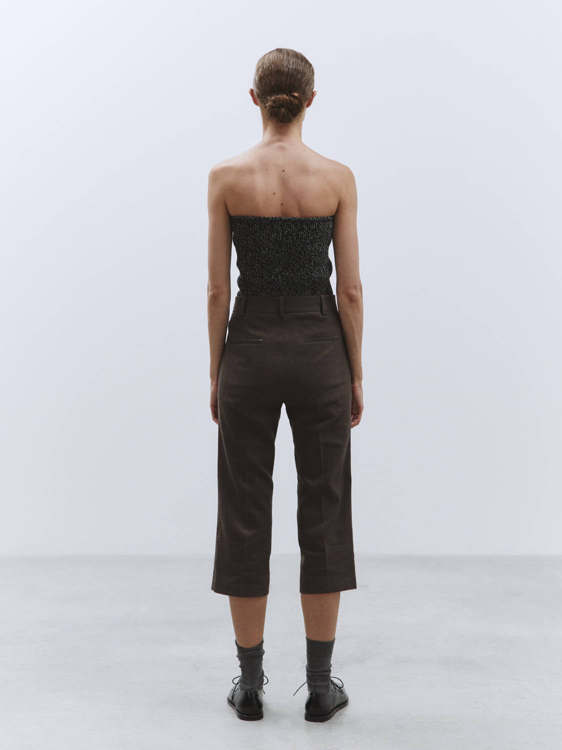 GRAINY MESH BUSTIER TOP Black