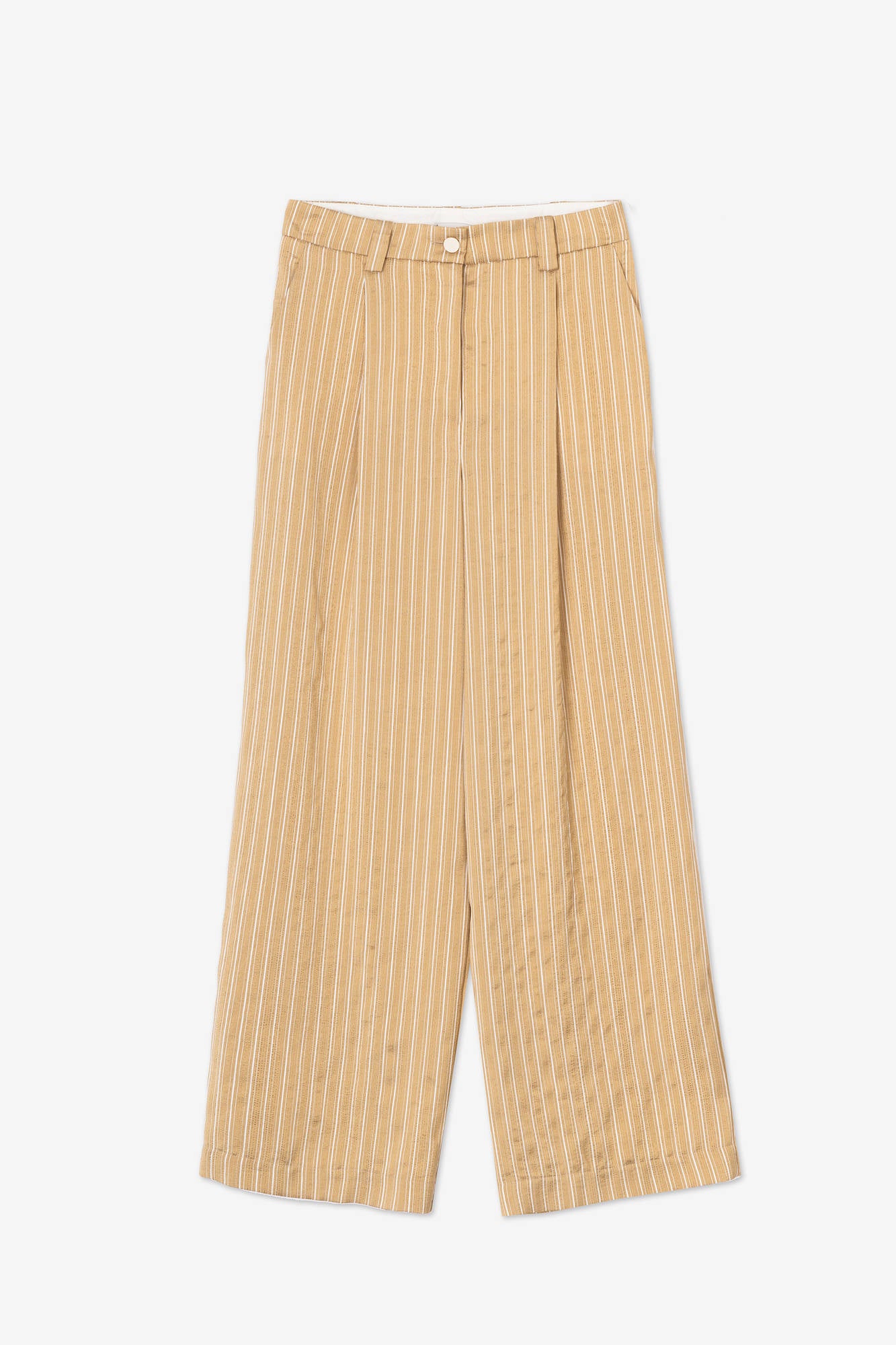SATIN TAILORED TROUSERS WITH SMALL GOLD STRIPES