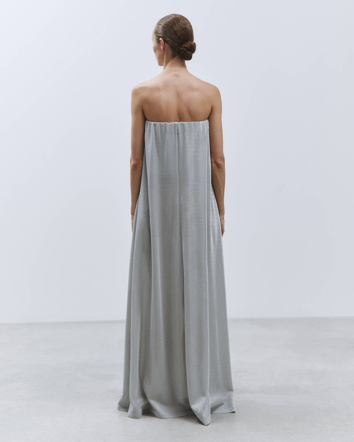 GLITTERY SILVER BANDEAU DRESS