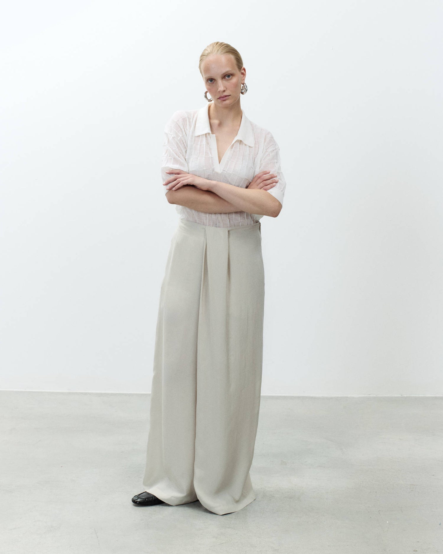 DRAPED SILK TROUSERS