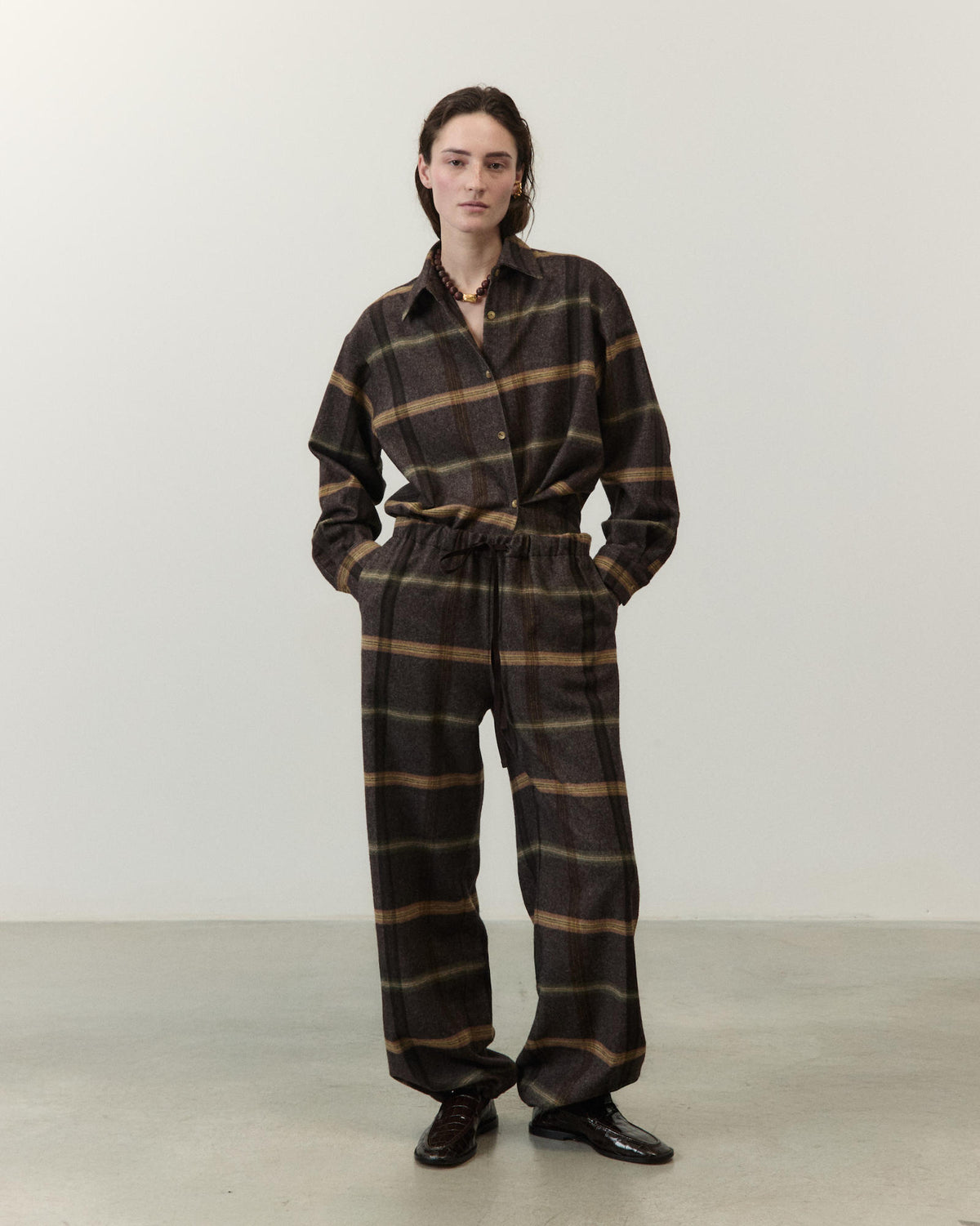 PANTALONE GAUCHO IN FLANELLA A QUADR