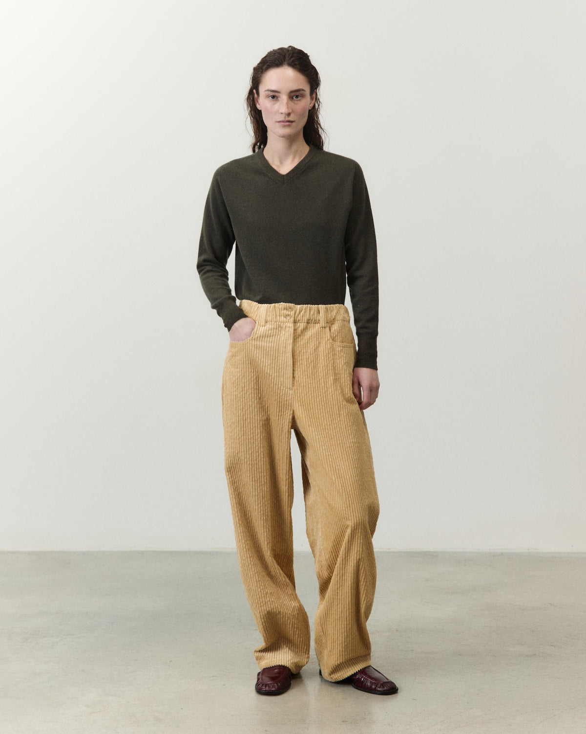 PANTALONE BARREL IN VELLUTO