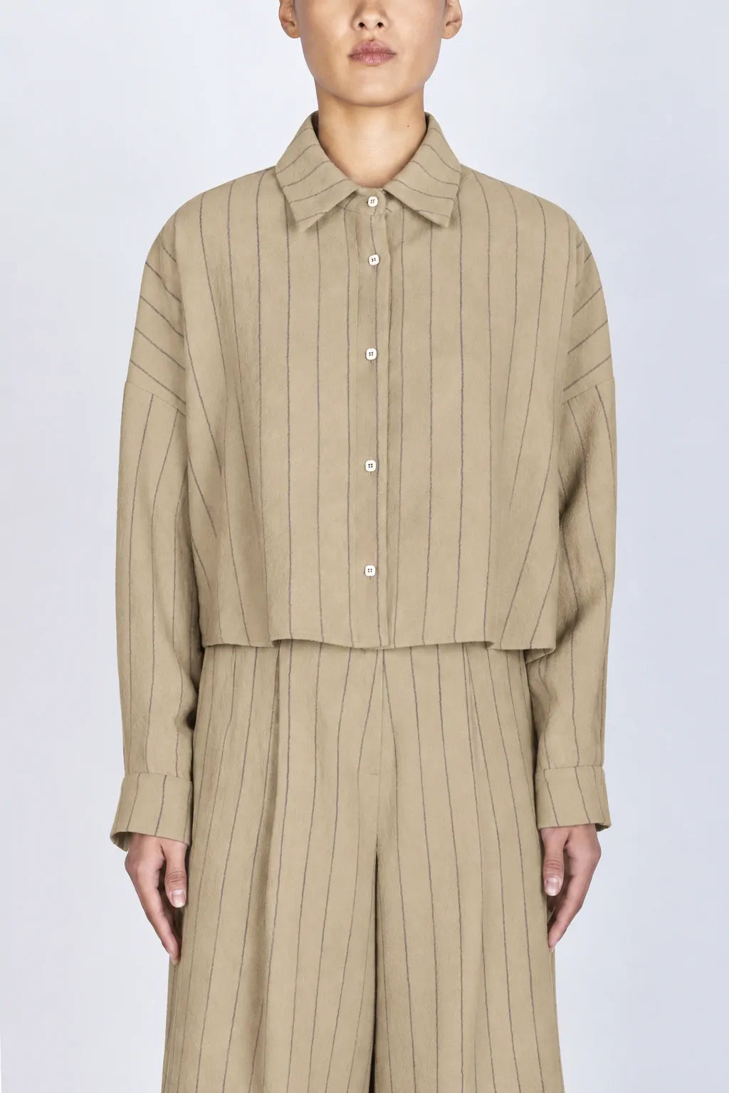 CAMICIA BOXY IN LANA GESSATA