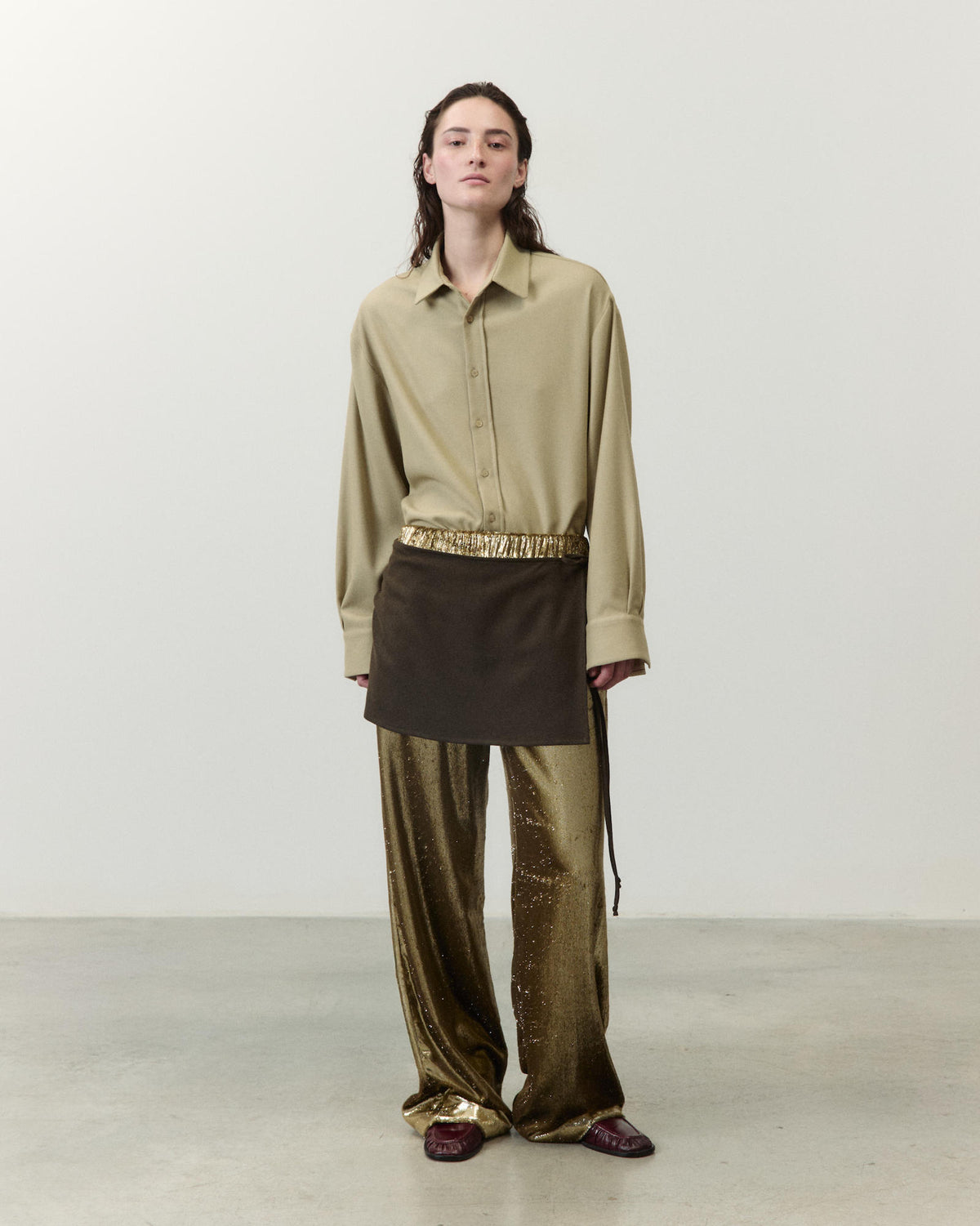 PANTALONE LUREX CON GONNA PAREO