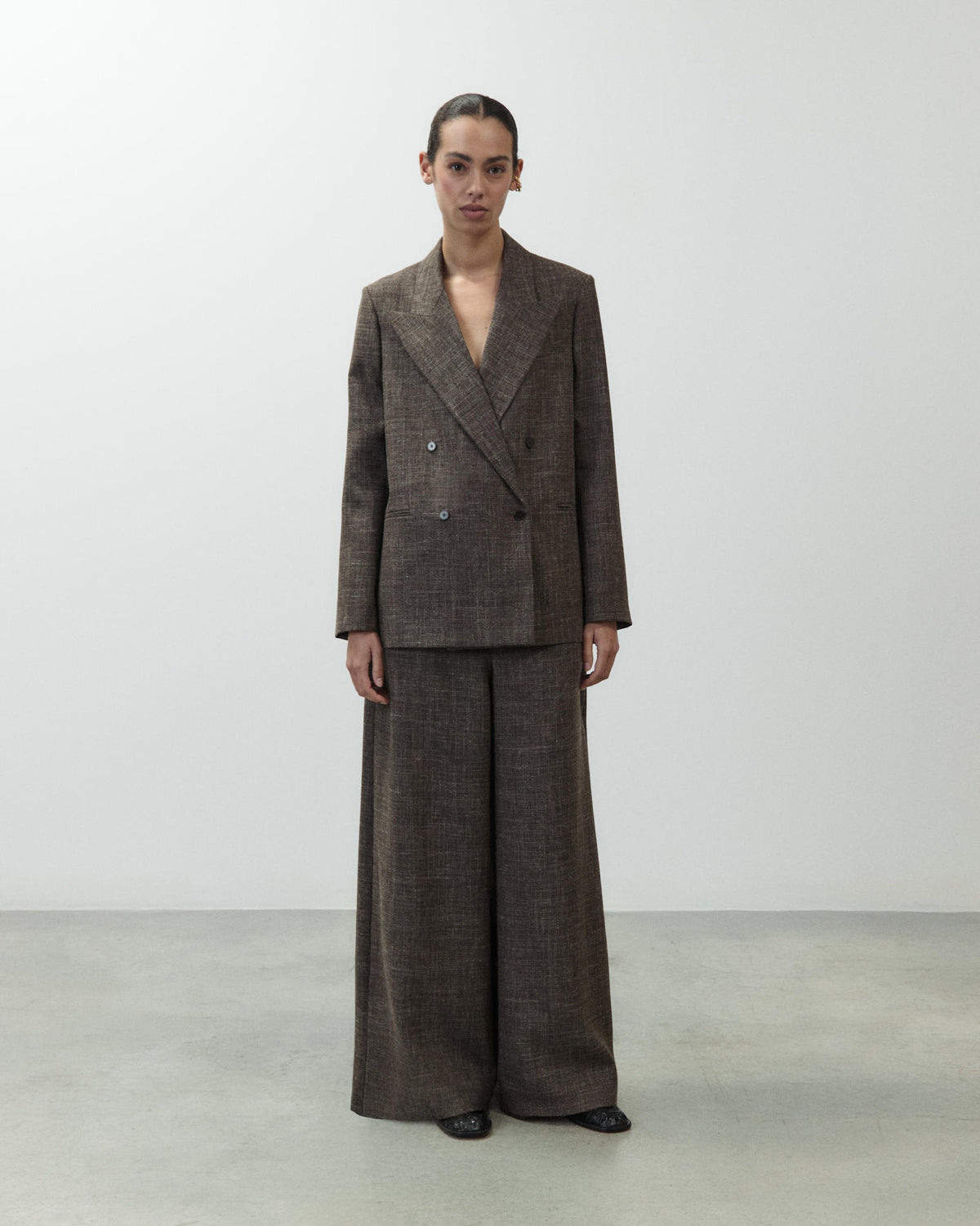 MÉLANGE WOOL DOUBLE-BREASTED BLAZER