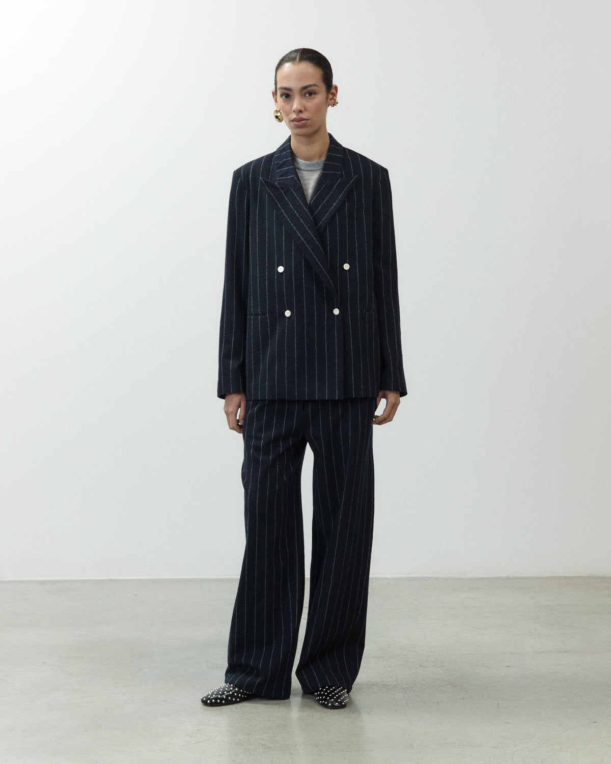 BLAZER DOPPIOPPETTO IN LANA GESSATA