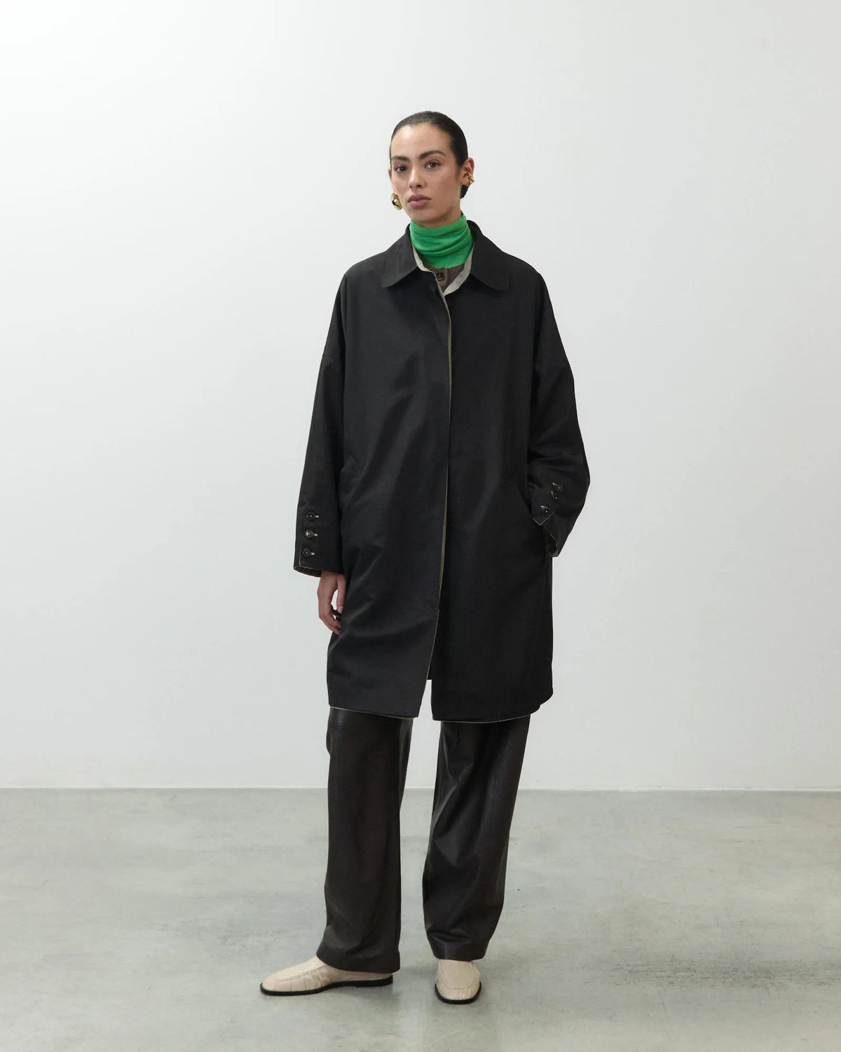 NYLON AND FLANNEL TRENCH COAT