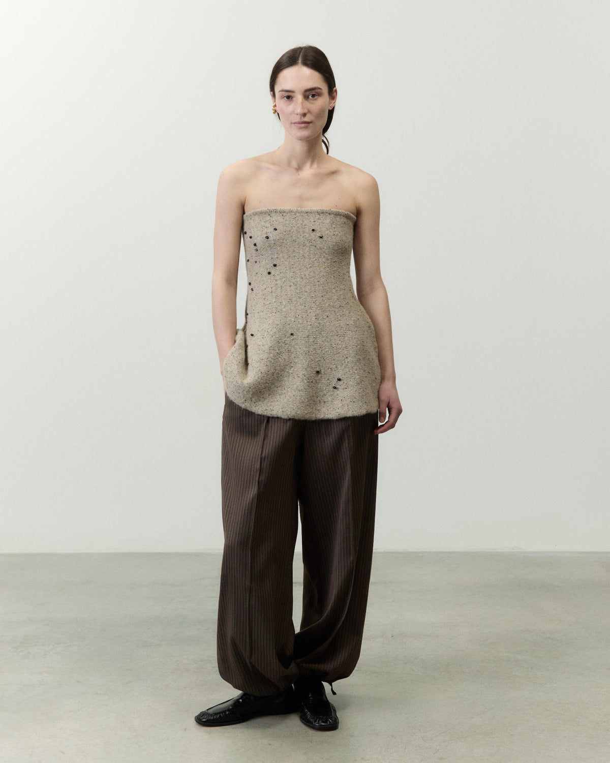 TOP BUSTIER IN MAGLIA CON RICAMO