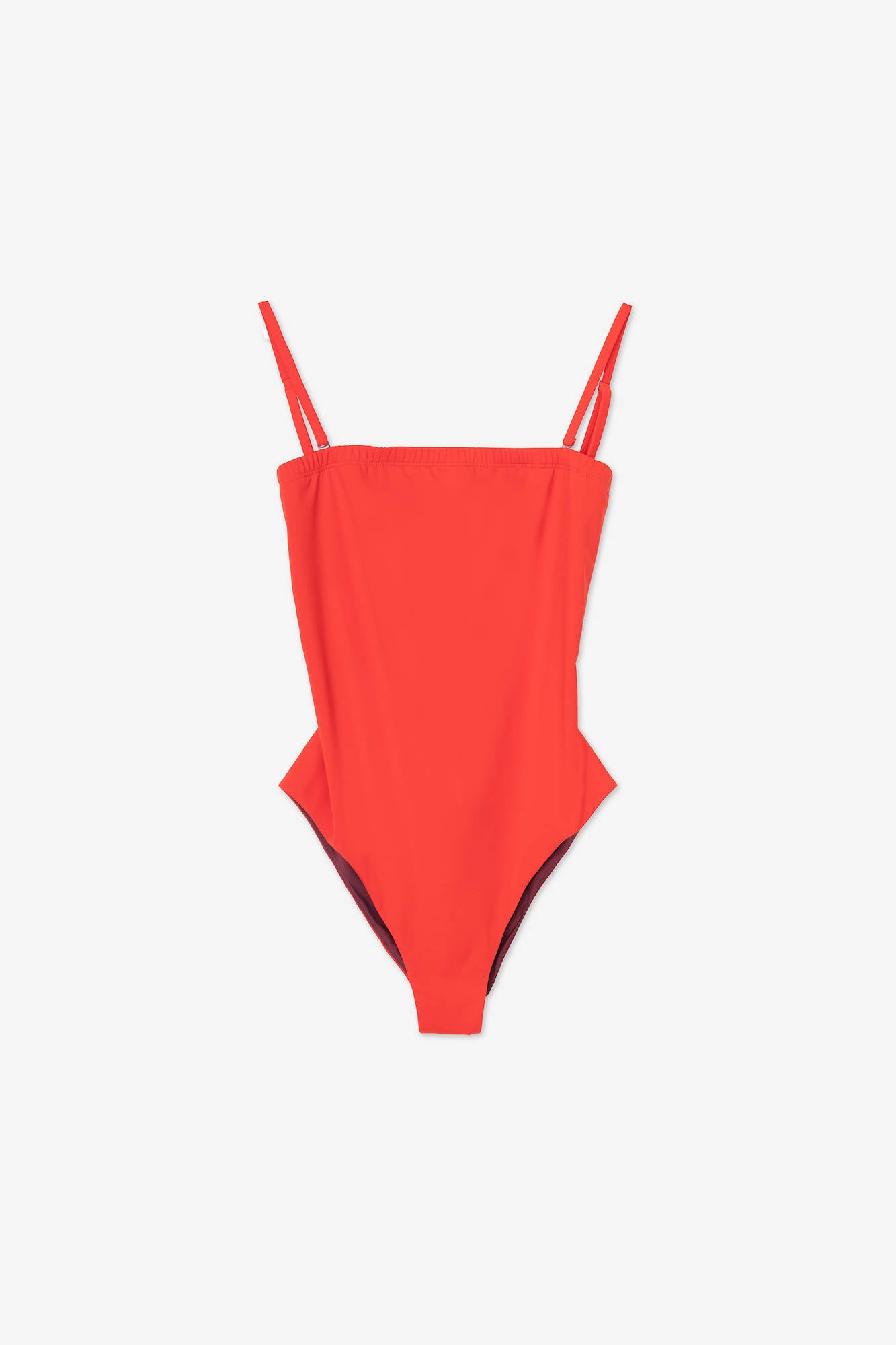 ONE PIECE SWIMSUIT WITH BANDEAU NECKLINE Coral