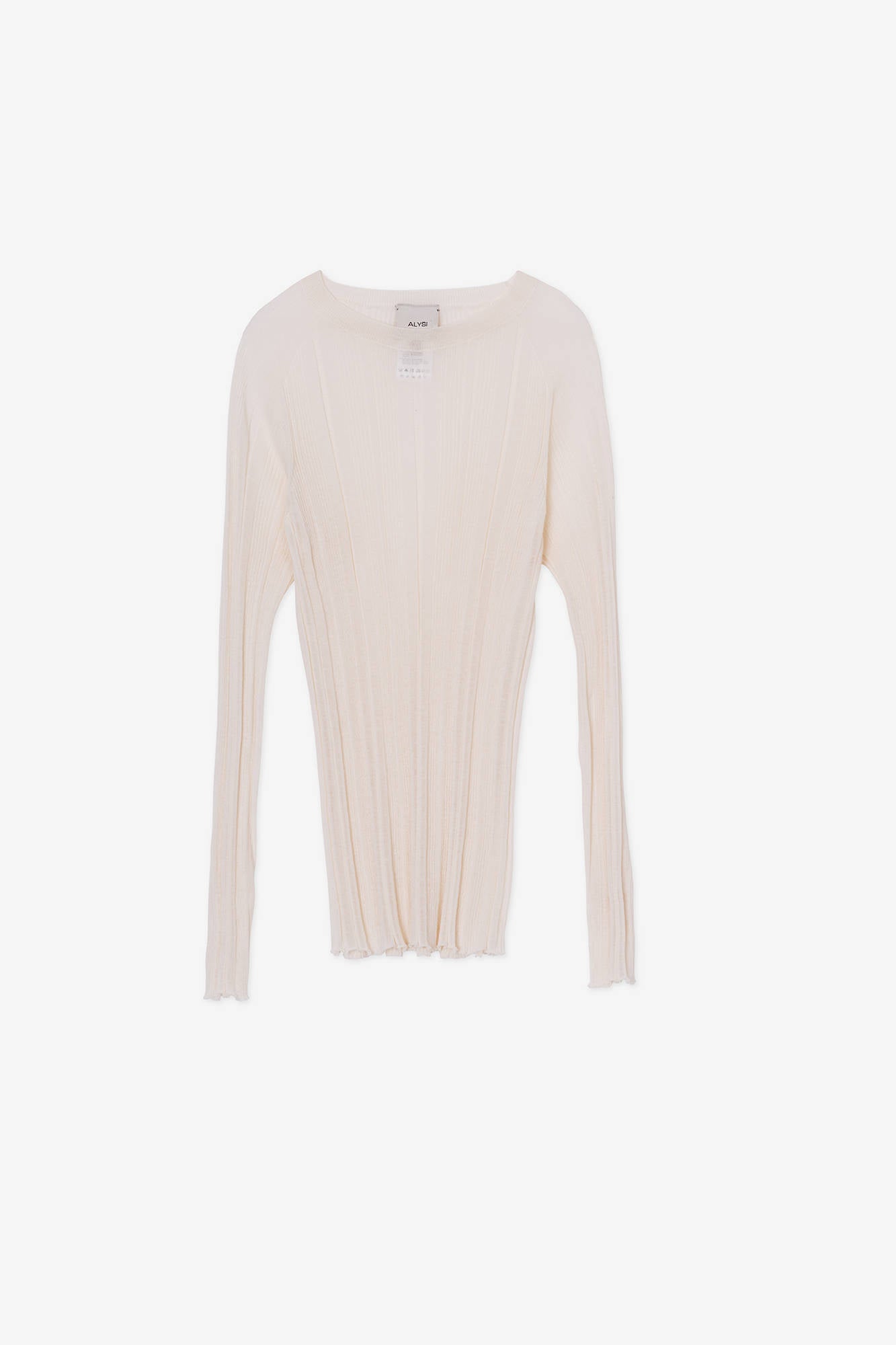 SLIM CREW NECK SWEATER WITH IRREGULAR MERINGUE RIB