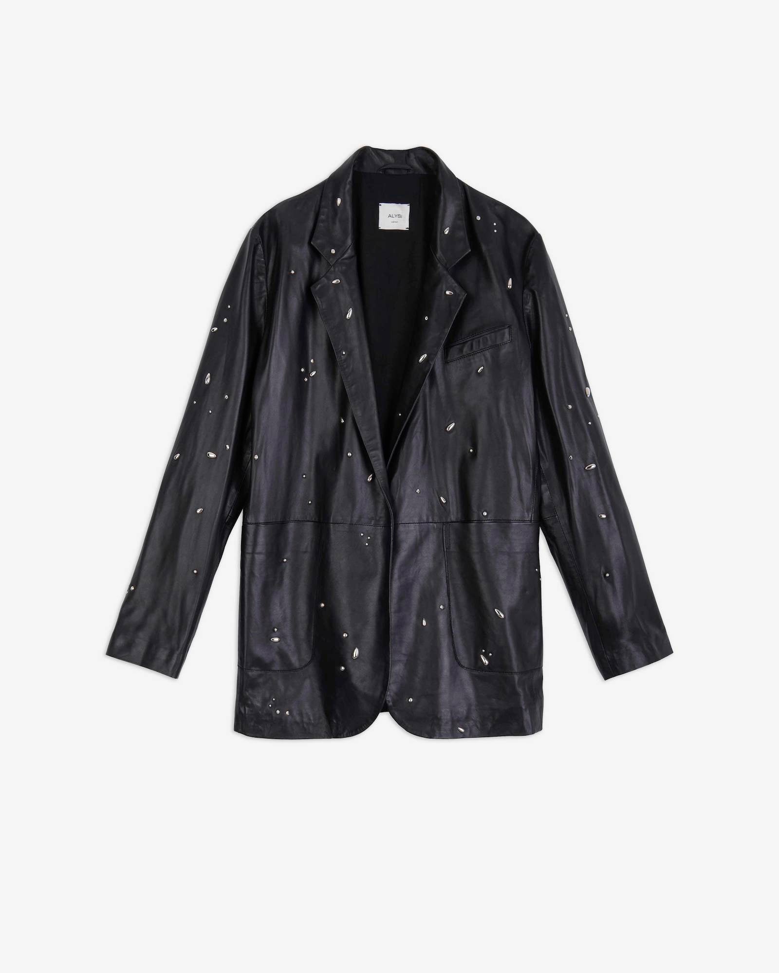 LEATHER BLAZER WITH APPLIQUES