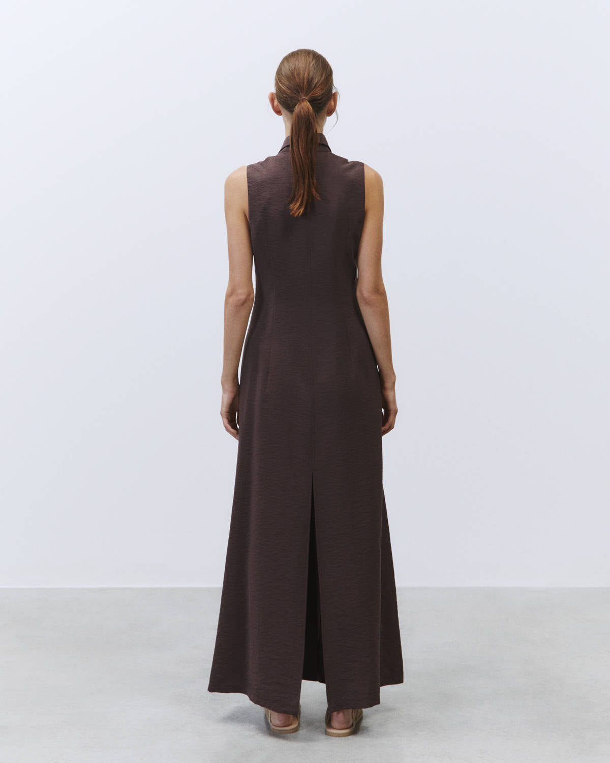 SILK CANVAS CHEMISIER DRESS Eggplant