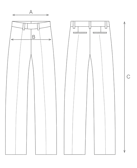 Guida misure WIDE SATIN TROUSERS