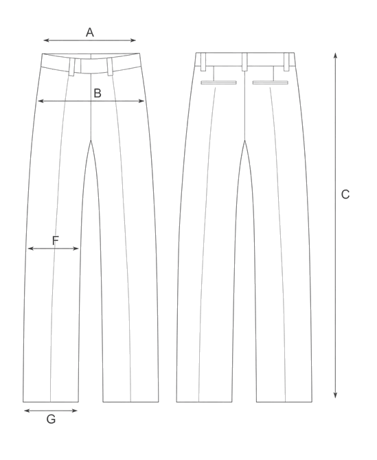 Guida misure WIDE-LEG FLANNEL TROUSERS