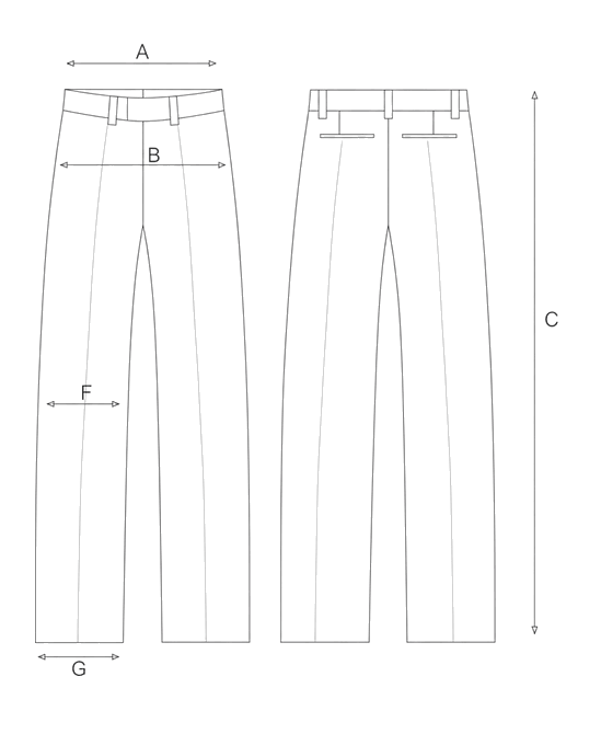Guida misure WIDE-LEG FLANNEL TROUSERS