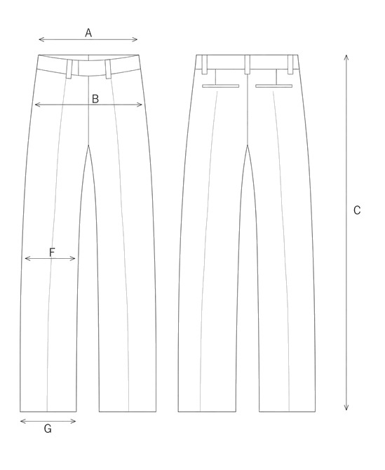Guida misure STRETCH WOOL STRAIGHT-LEG TROUSERS