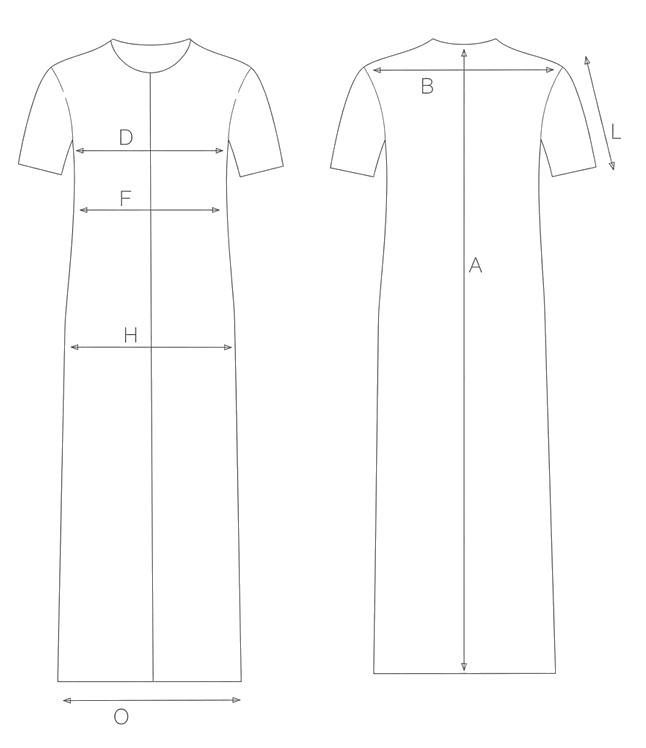 Guida misure CRÊPE DE CHINE DRESS WITH SCARF