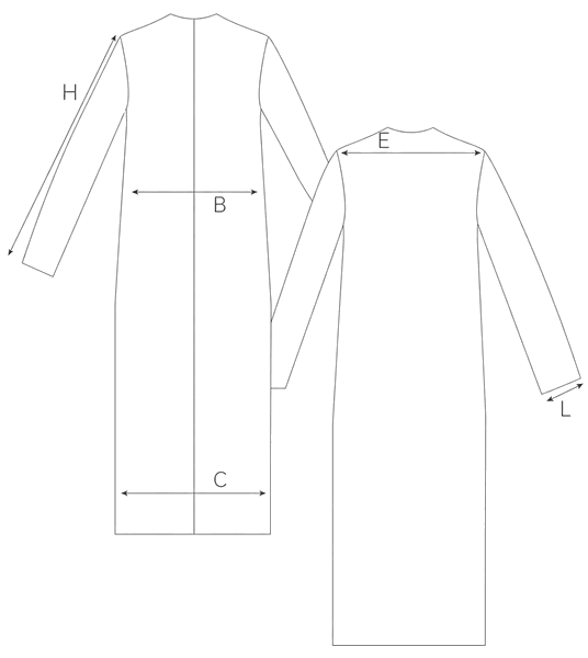 Guida misure LONG SATIN COAT