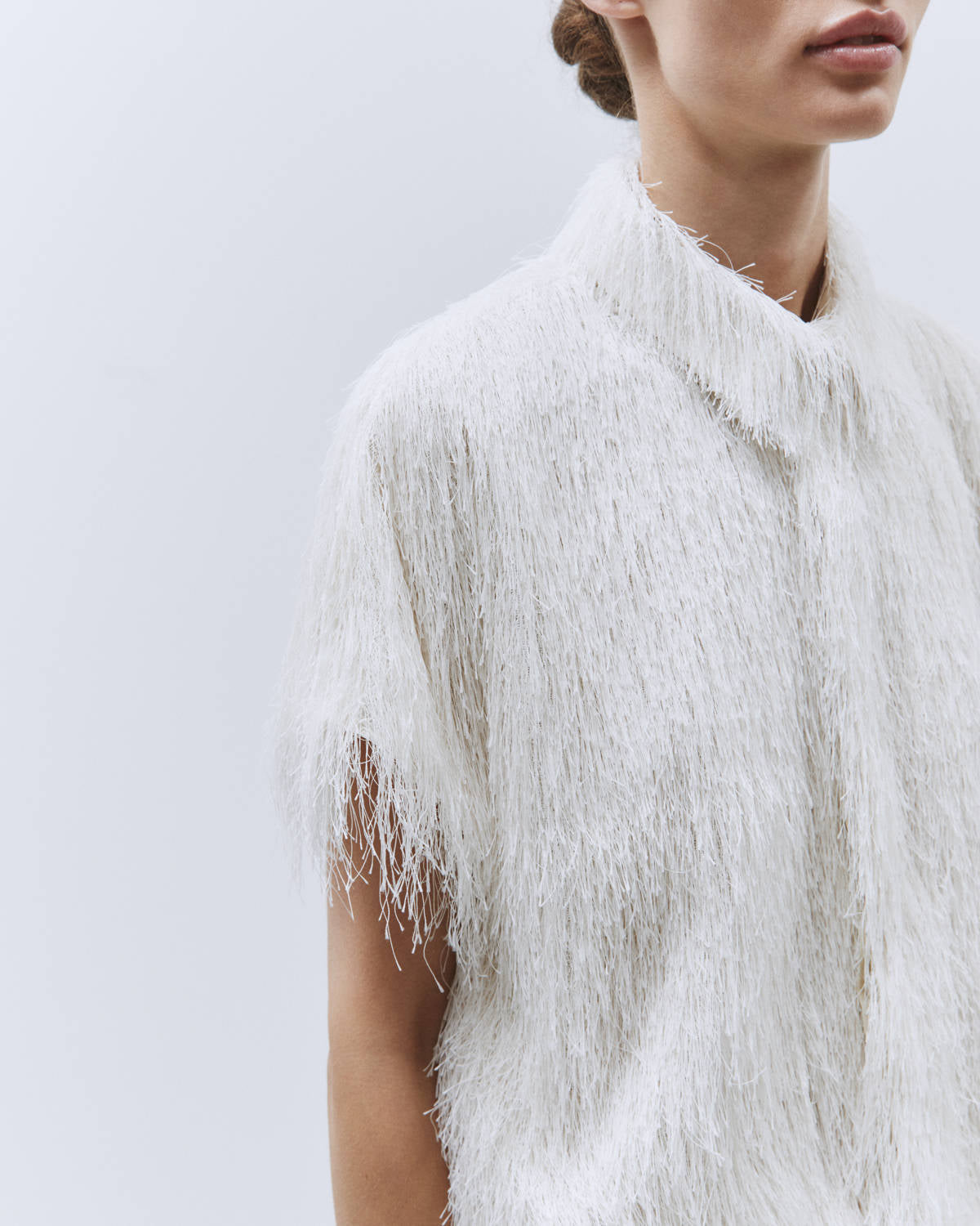 FRINGED FABRIC BOXY SHIRT