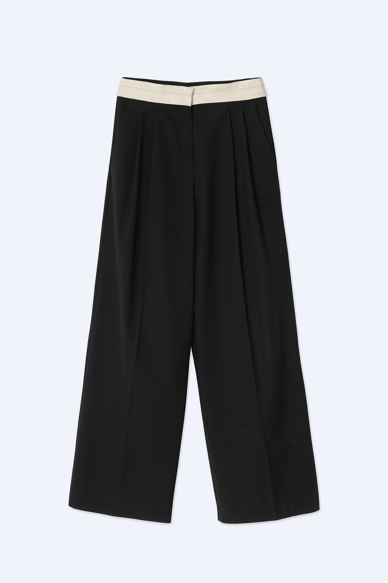 POLY WOOL TROUSERS WITH PLEATS