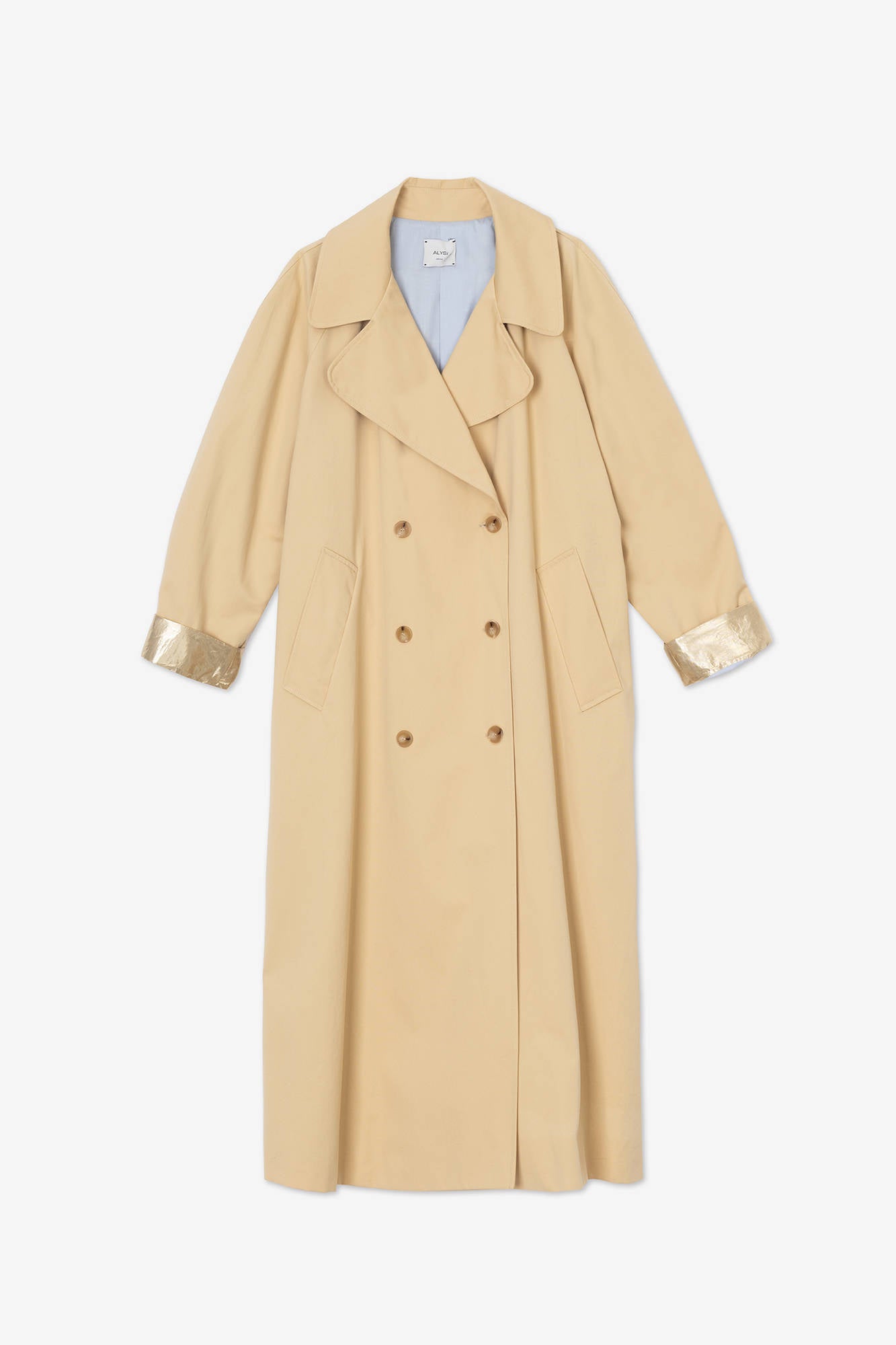 GOLD SAFARI LONG TRENCH WITH CONTRASTS