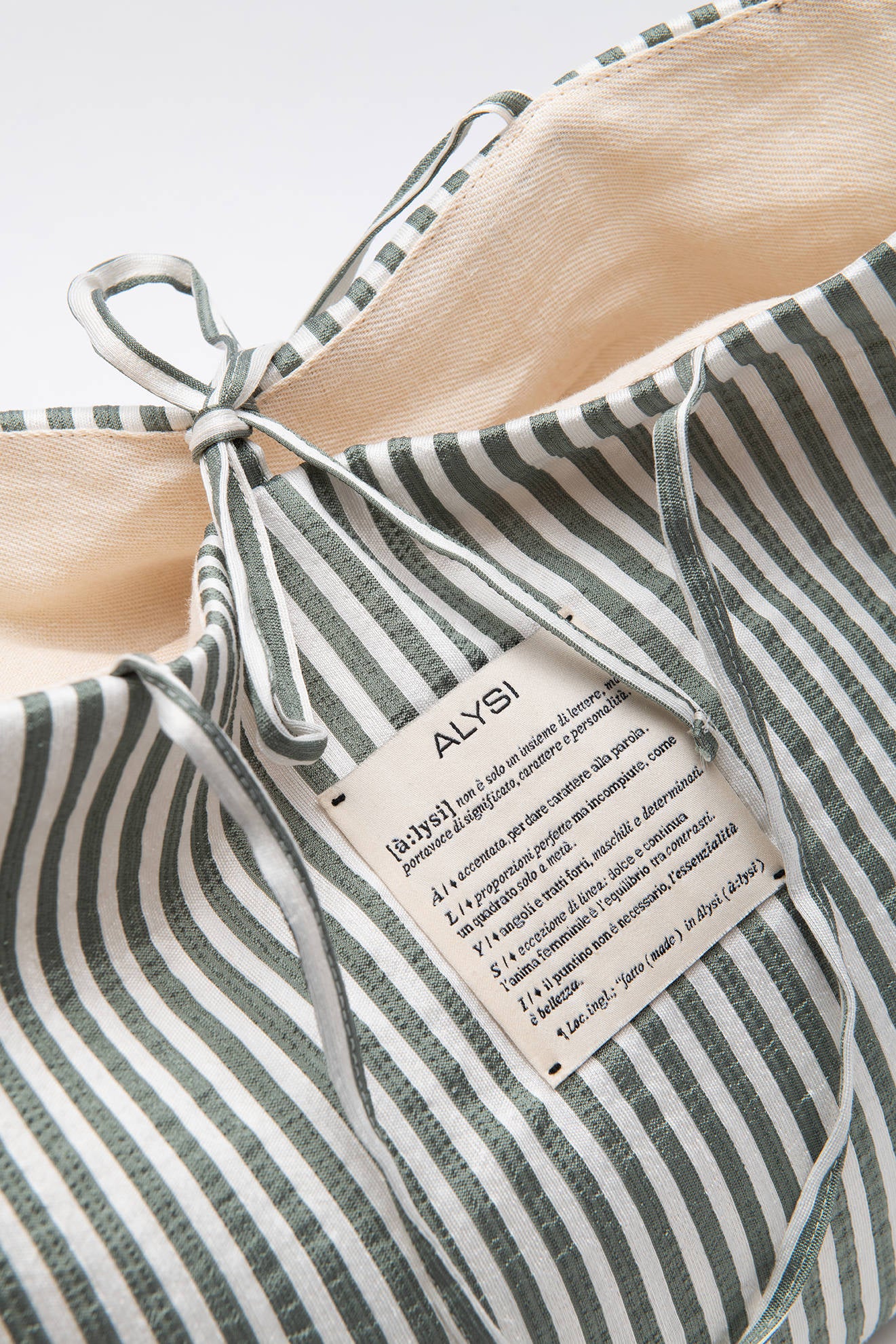 Sage Striped SATIN SHOPPER