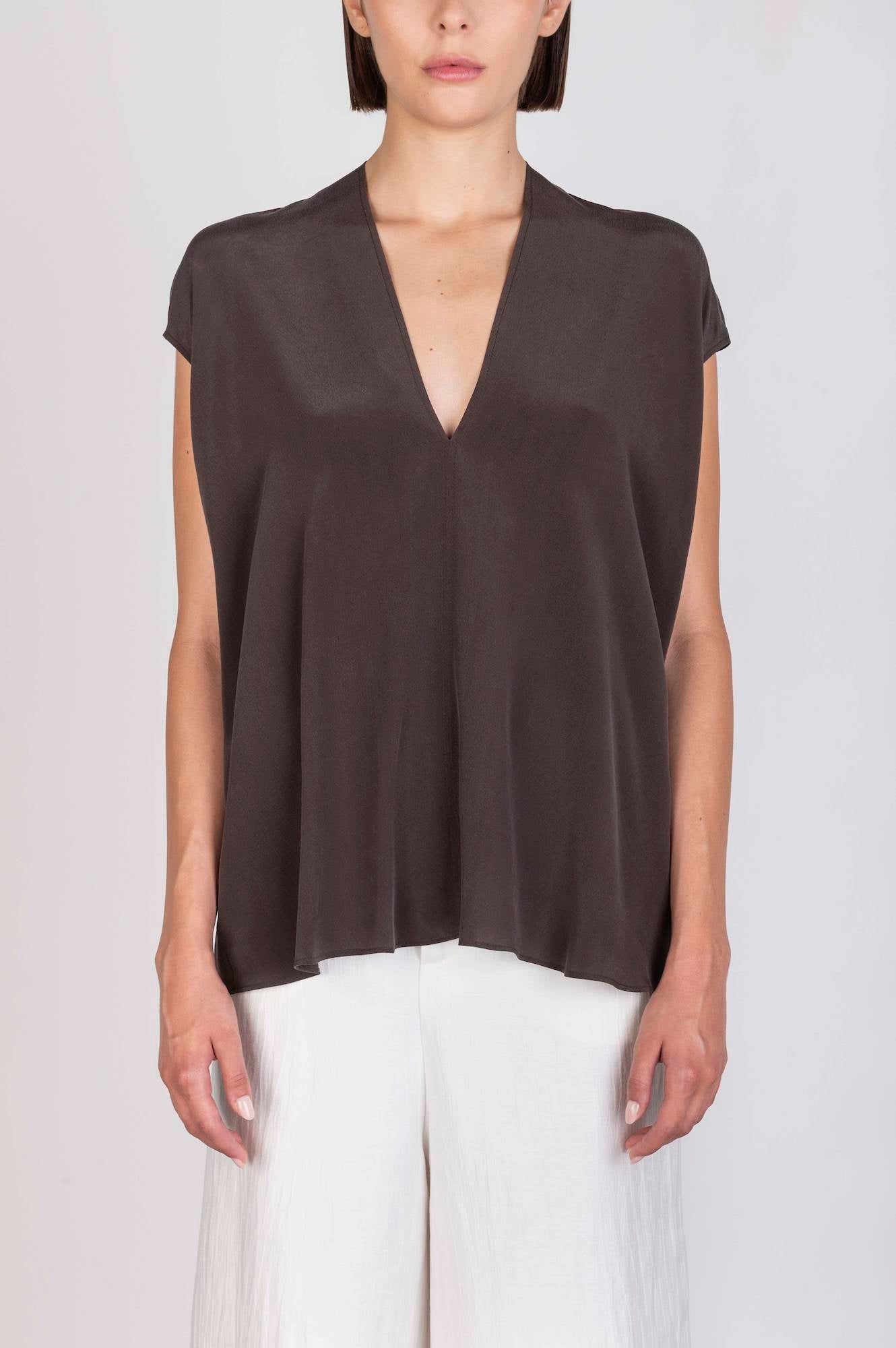 V-NECK SILK TOP