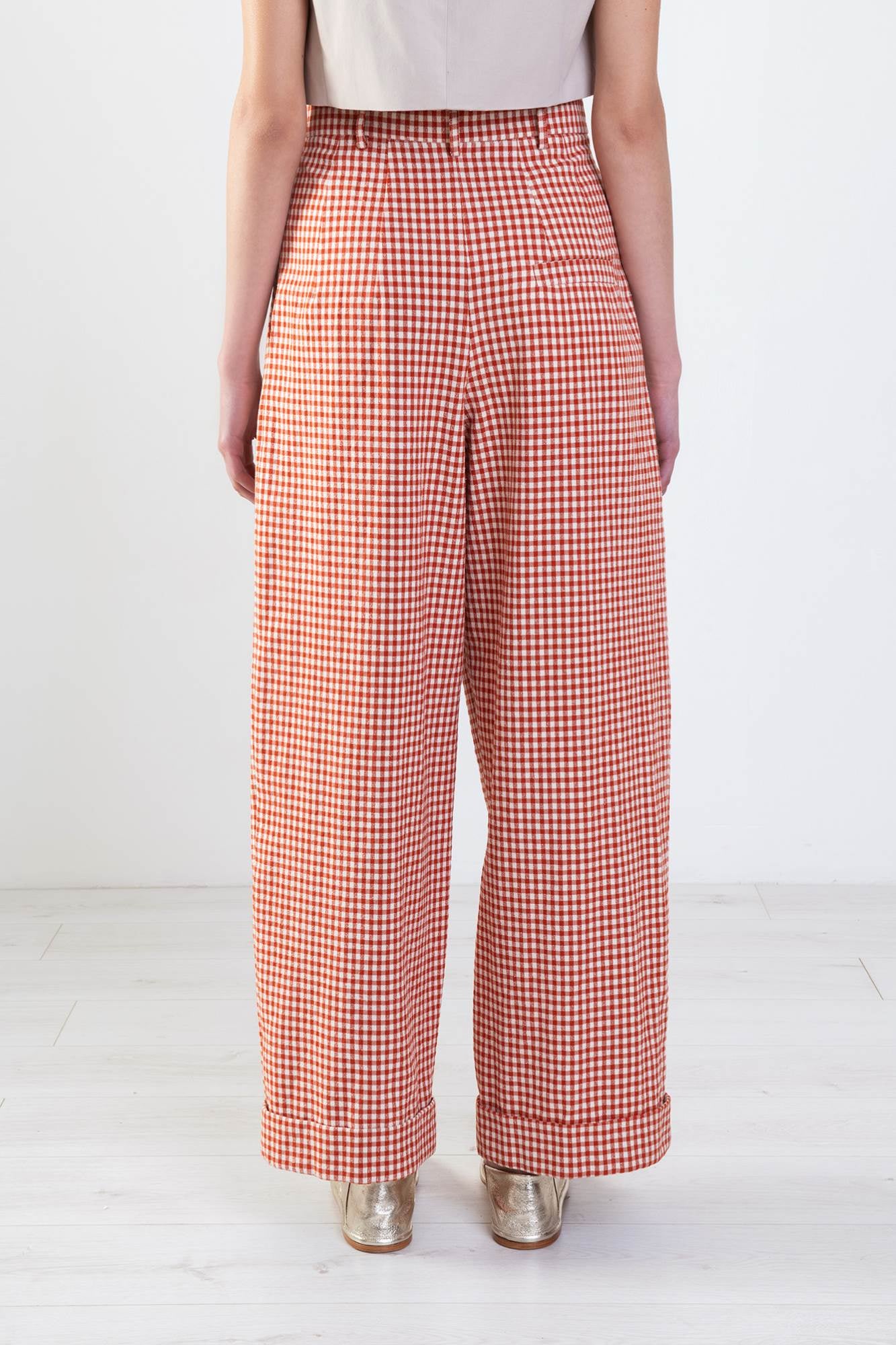 MICRO VICHY TROUSERS WITH TURN UP