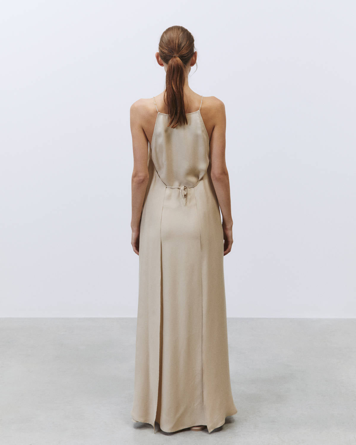 LONG DRESS SILK TWILL Cream