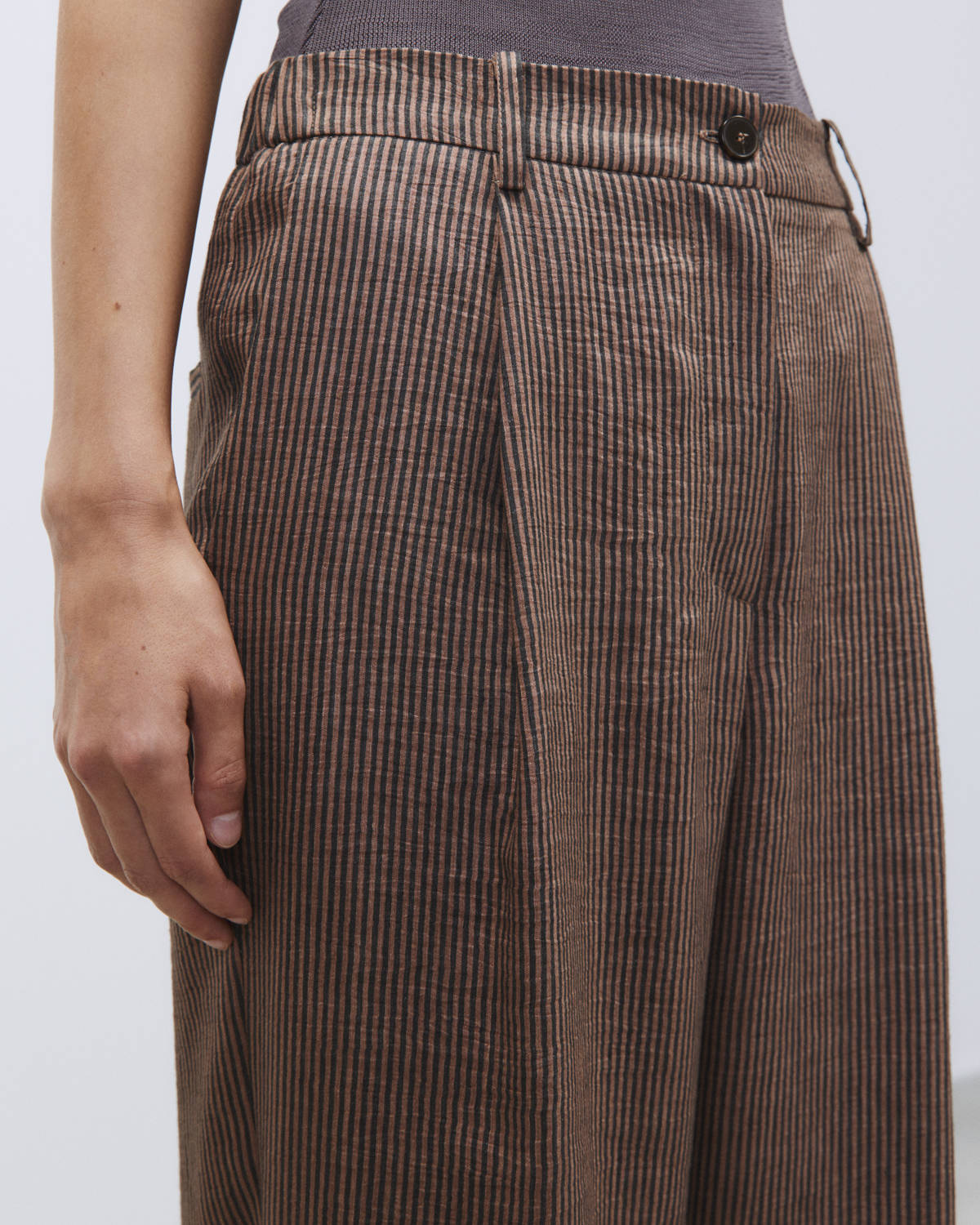 MICRO STRIPE TAILORED TROUSERS Choco