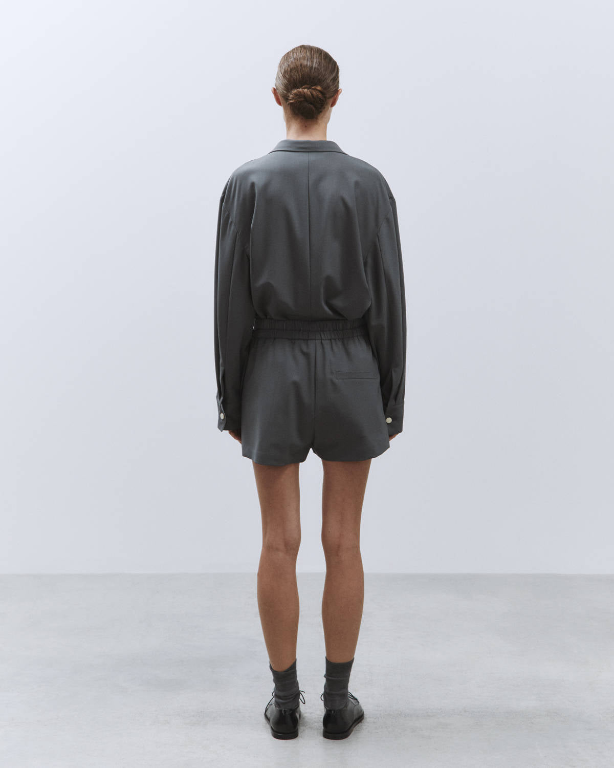 SHORTS WOOL CANVAS Smoke