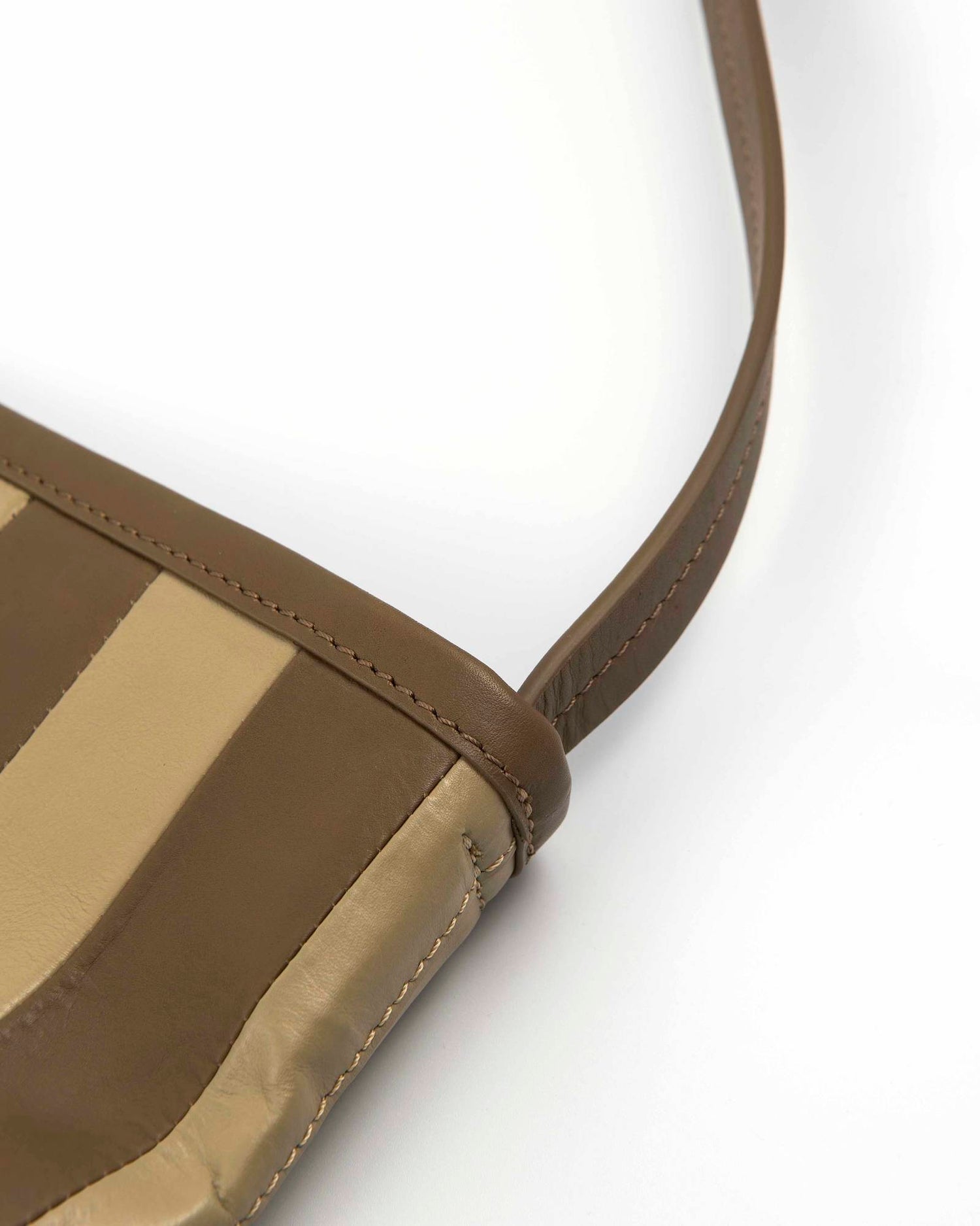 STRIPED LEATHER POUCH BAG