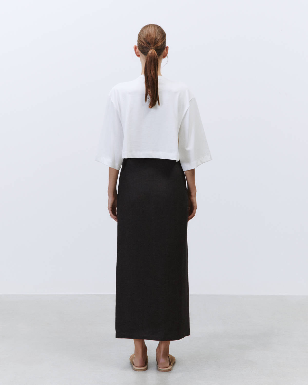 DELAVE' LINEN SKIRT SPLIT ALT Carbon