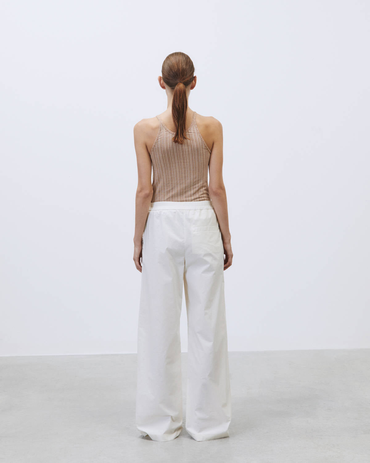 POPLIN TROUSERS EMBROIDERY CURIOSITY MERINGUE