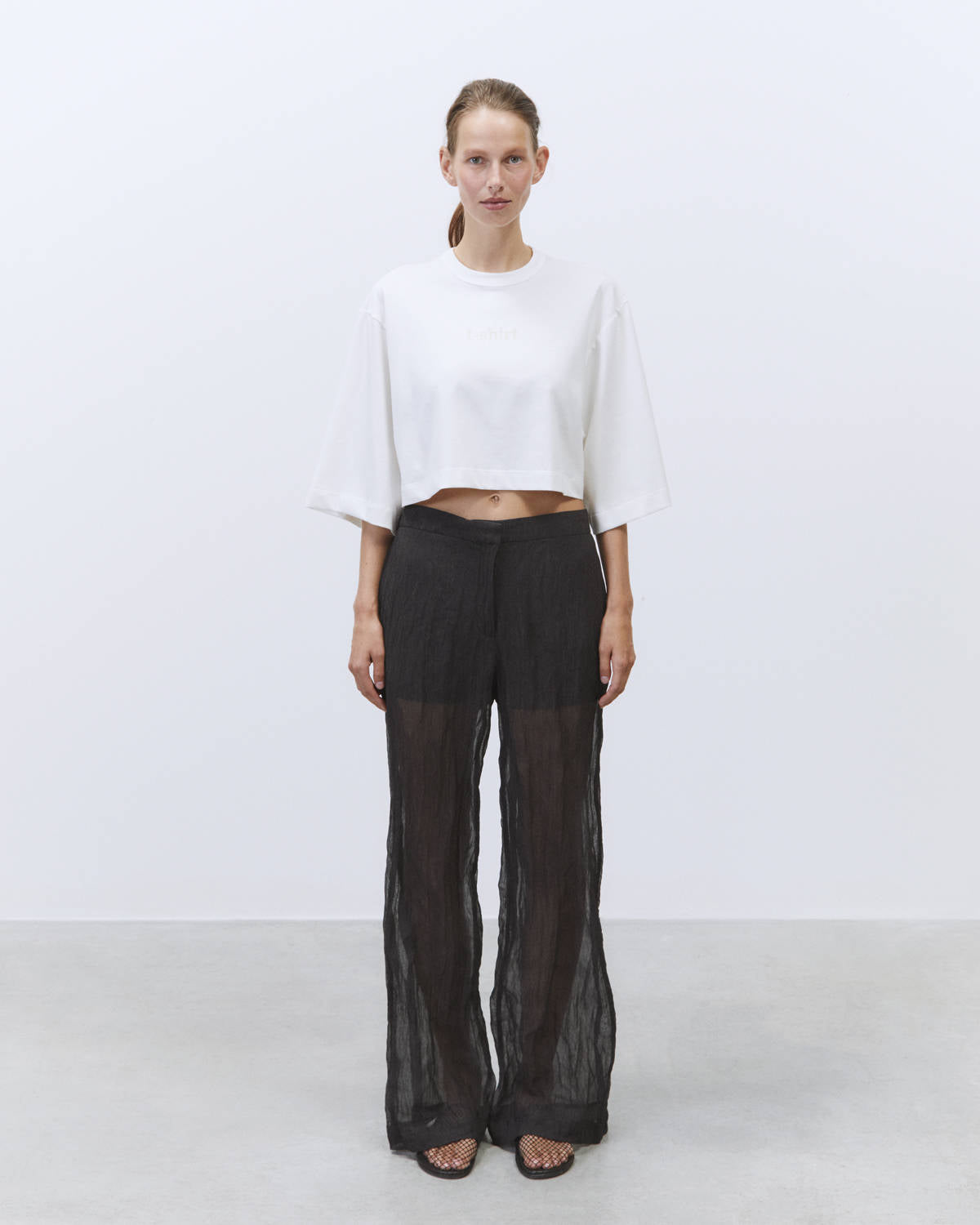 METAL GAUZE PANTS Black