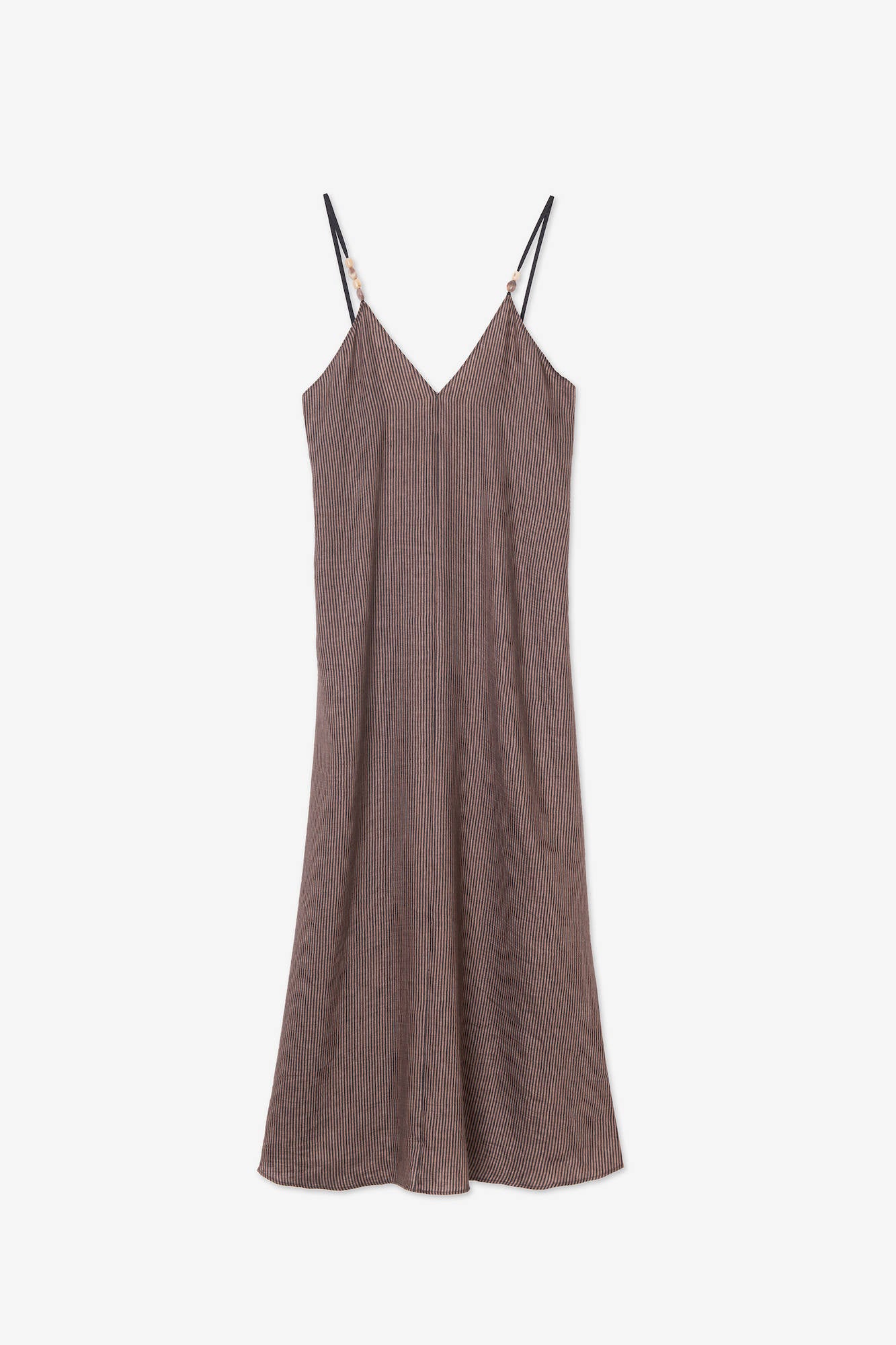 LONG DRESS MICRO STRIPE Choco