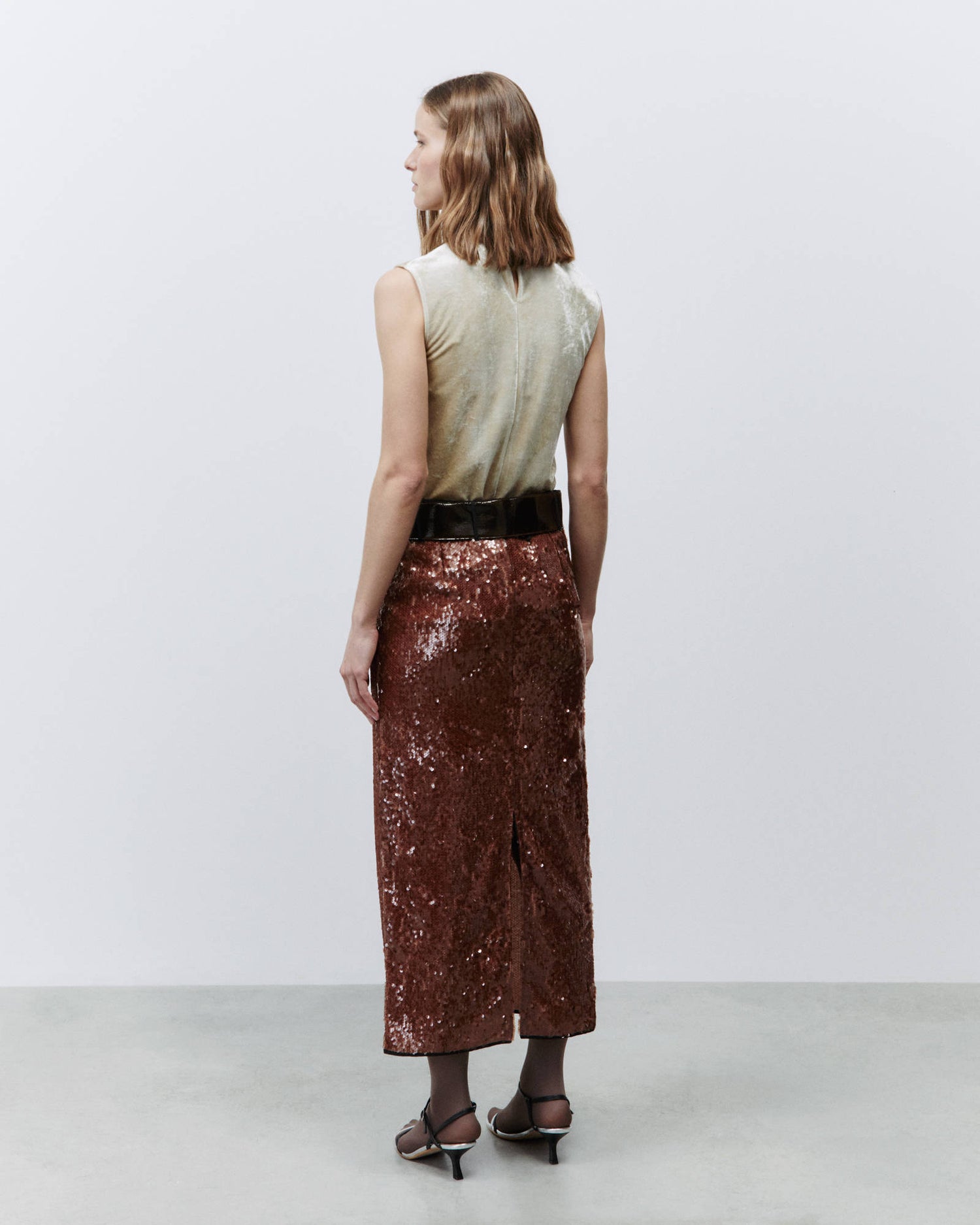 CINNAMON SEQUINED LOUNGE SKIRT